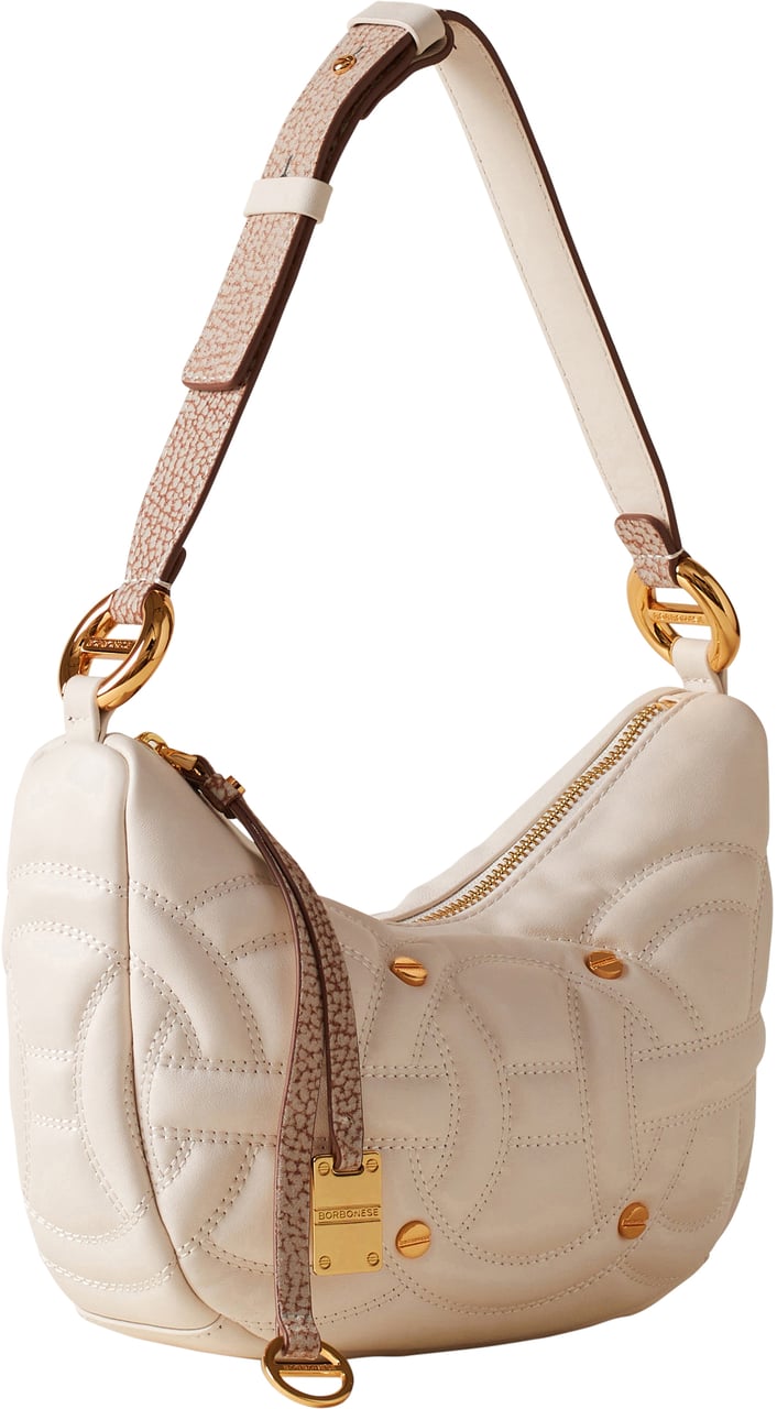 Borbonese RONDO’ SMALL HOBO BAG Wit