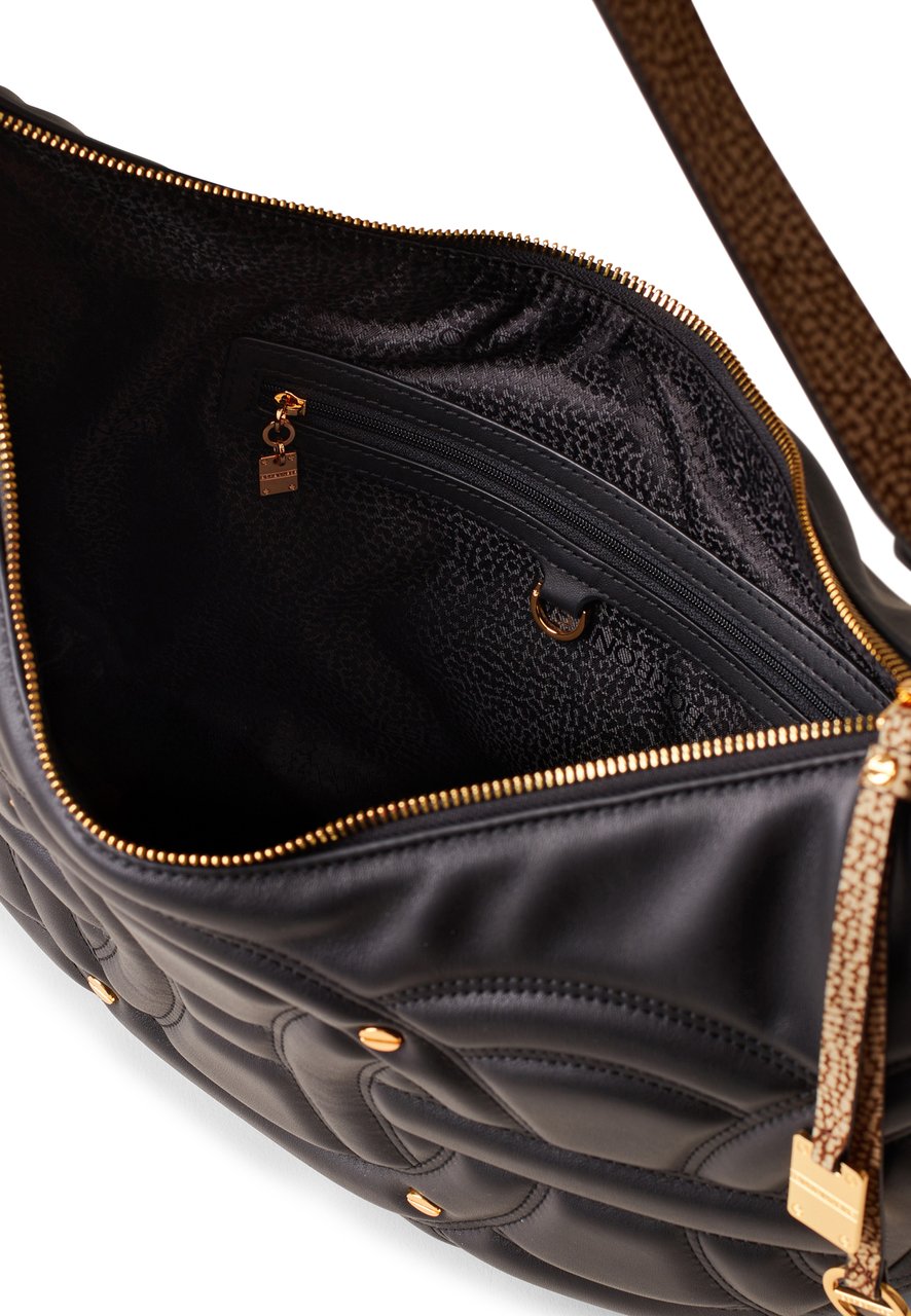 Borbonese RONDO’ MEDIUM HOBO BAG Zwart