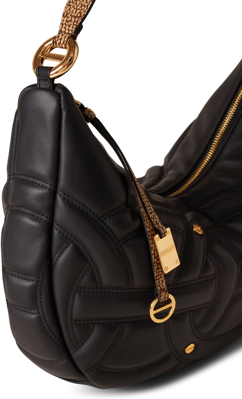 Borbonese RONDO’ MEDIUM HOBO BAG Zwart