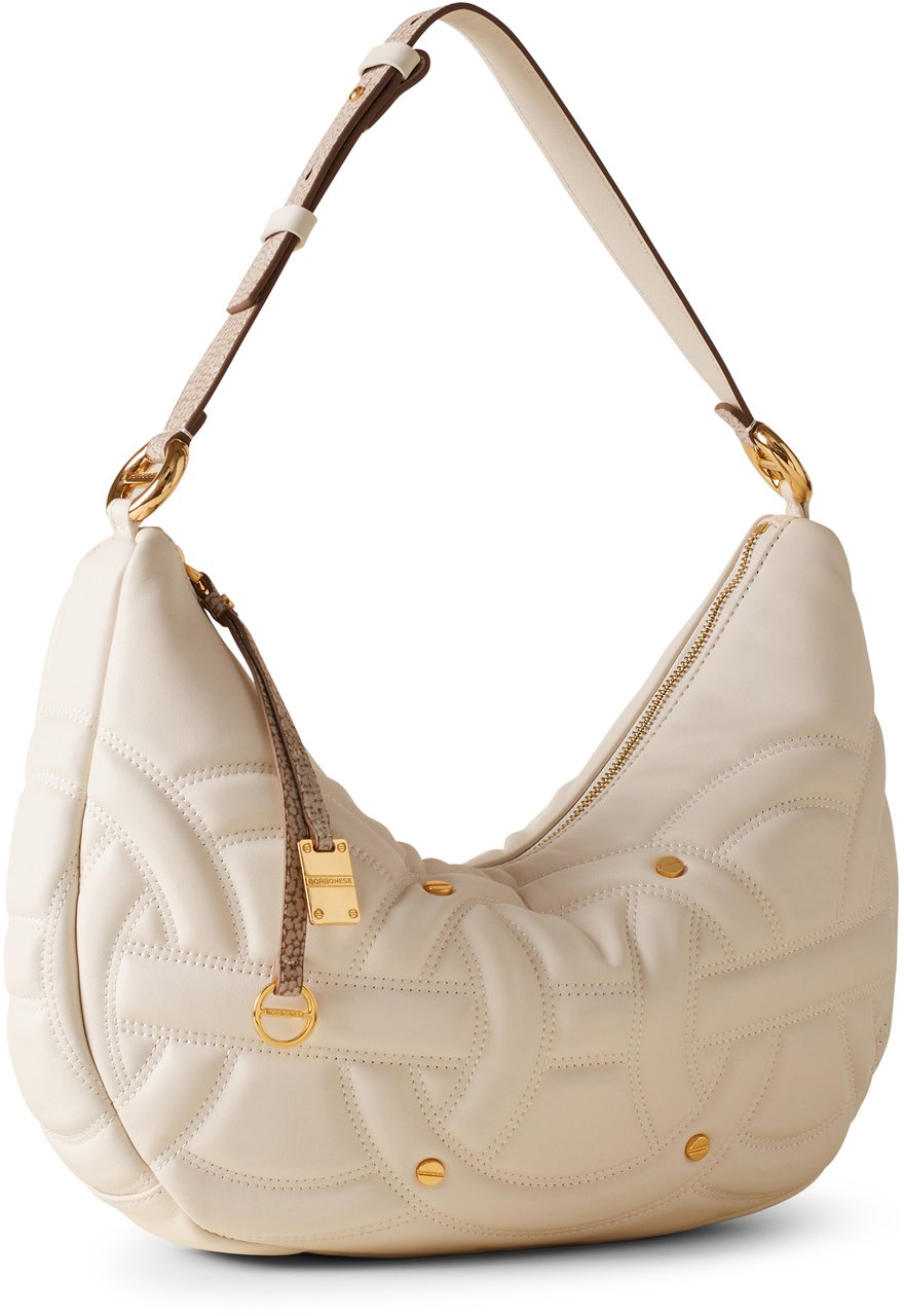 Borbonese RONDO’ MEDIUM HOBO BAG Wit