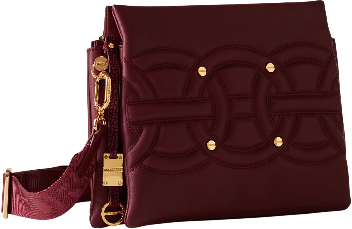 Borbonese RONDO’ MEDIUM TRIFOLD CROSSBODY BAG Rood