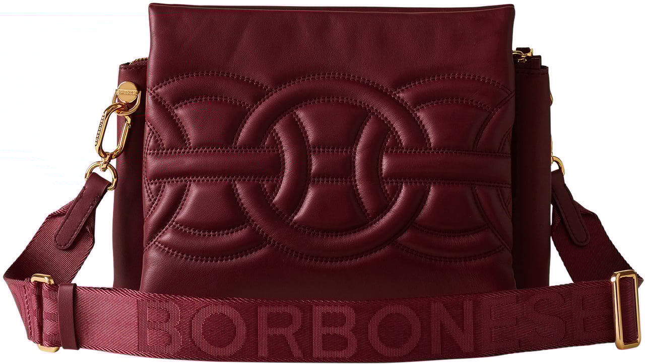 Borbonese RONDO’ MEDIUM TRIFOLD CROSSBODY BAG Rood
