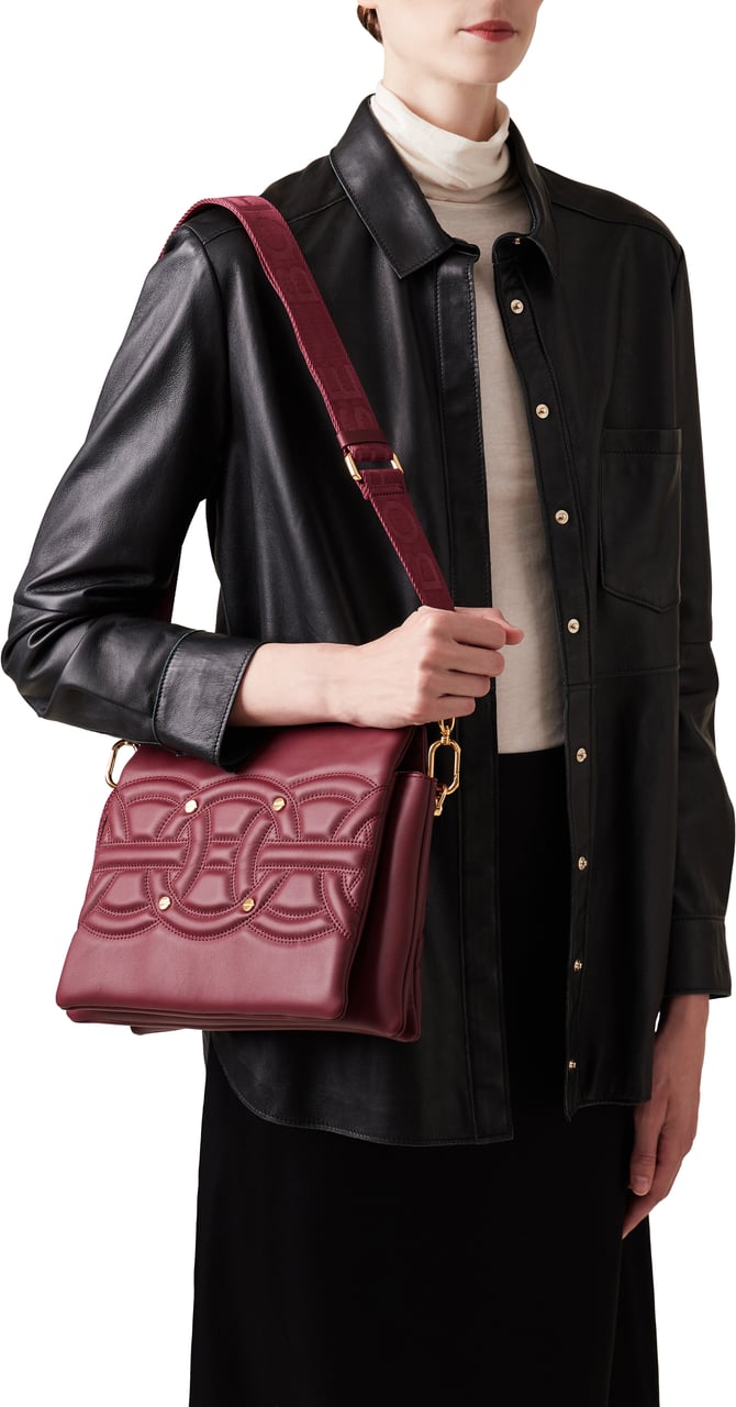 Borbonese RONDO’ MEDIUM TRIFOLD CROSSBODY BAG Rood