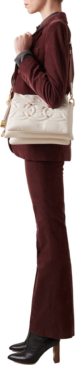 Borbonese RONDO’ MEDIUM TRIFOLD CROSSBODY BAG Wit