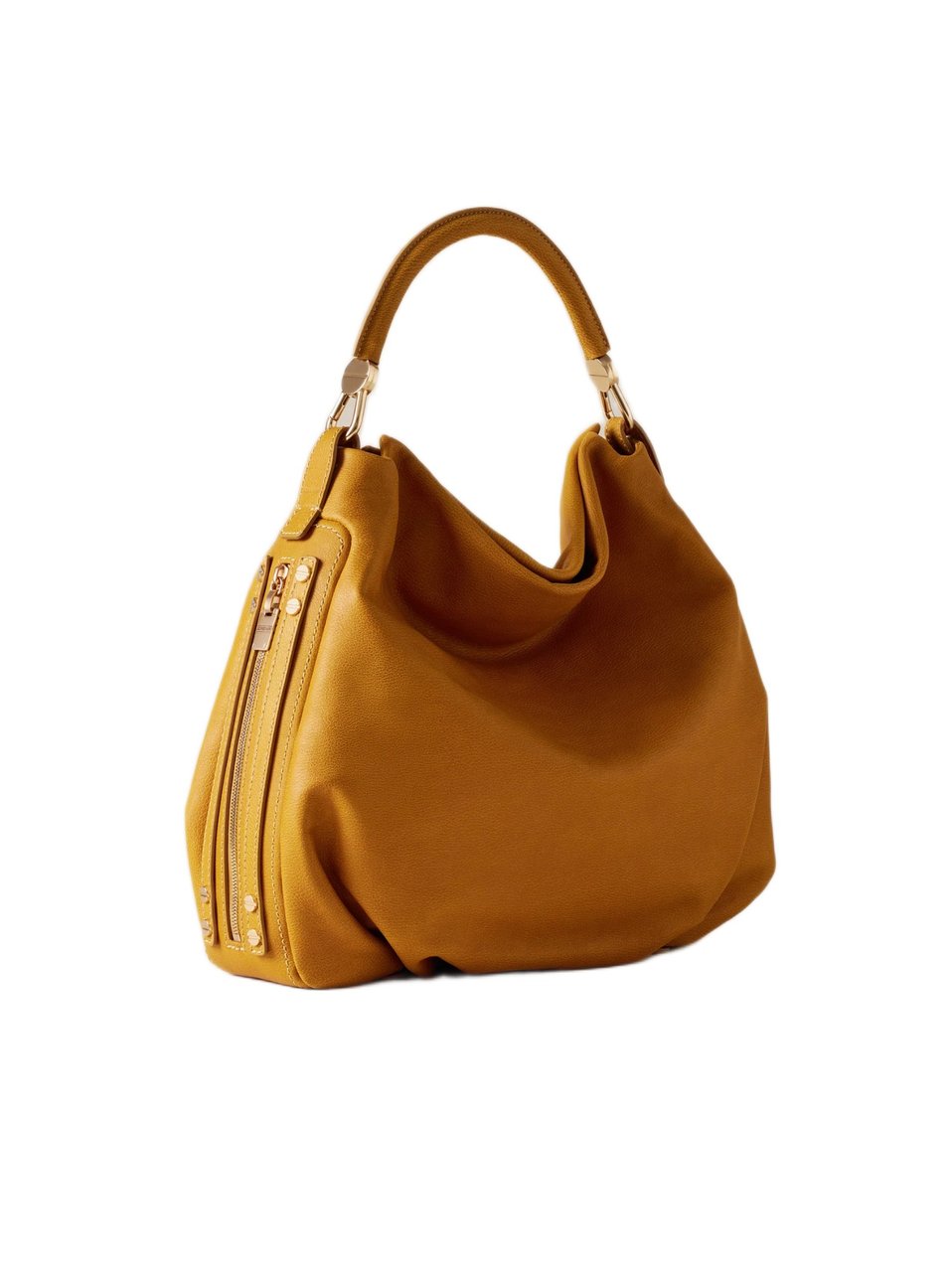 Borbonese Soft Slouchy Handbag With Rounded Silhouette And Gold Accents Oranje