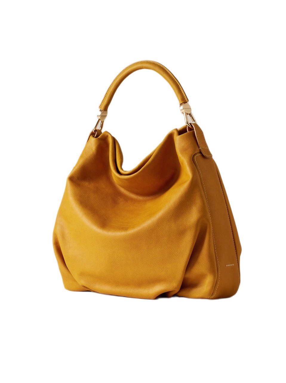 Borbonese Soft Slouchy Handbag With Rounded Silhouette And Gold Accents Oranje