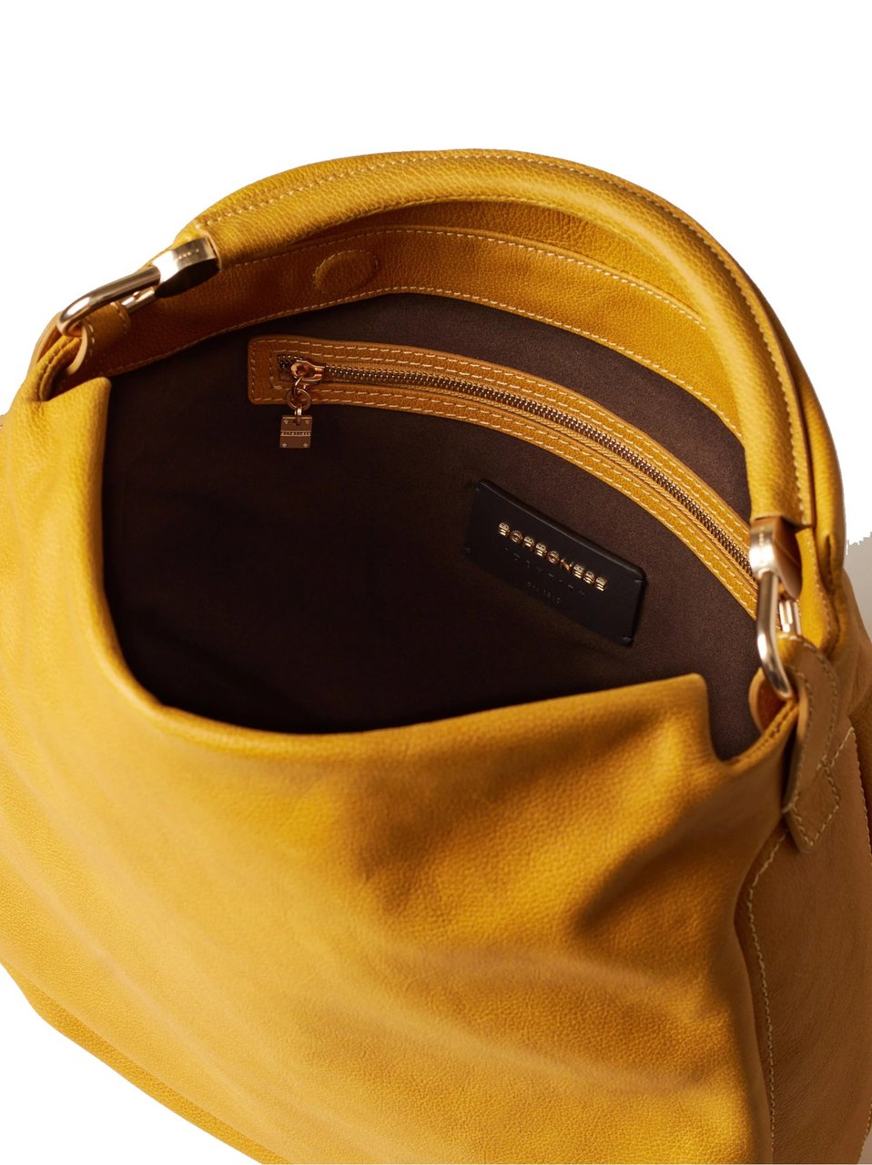 Borbonese Soft Slouchy Handbag With Rounded Silhouette And Gold Accents Oranje