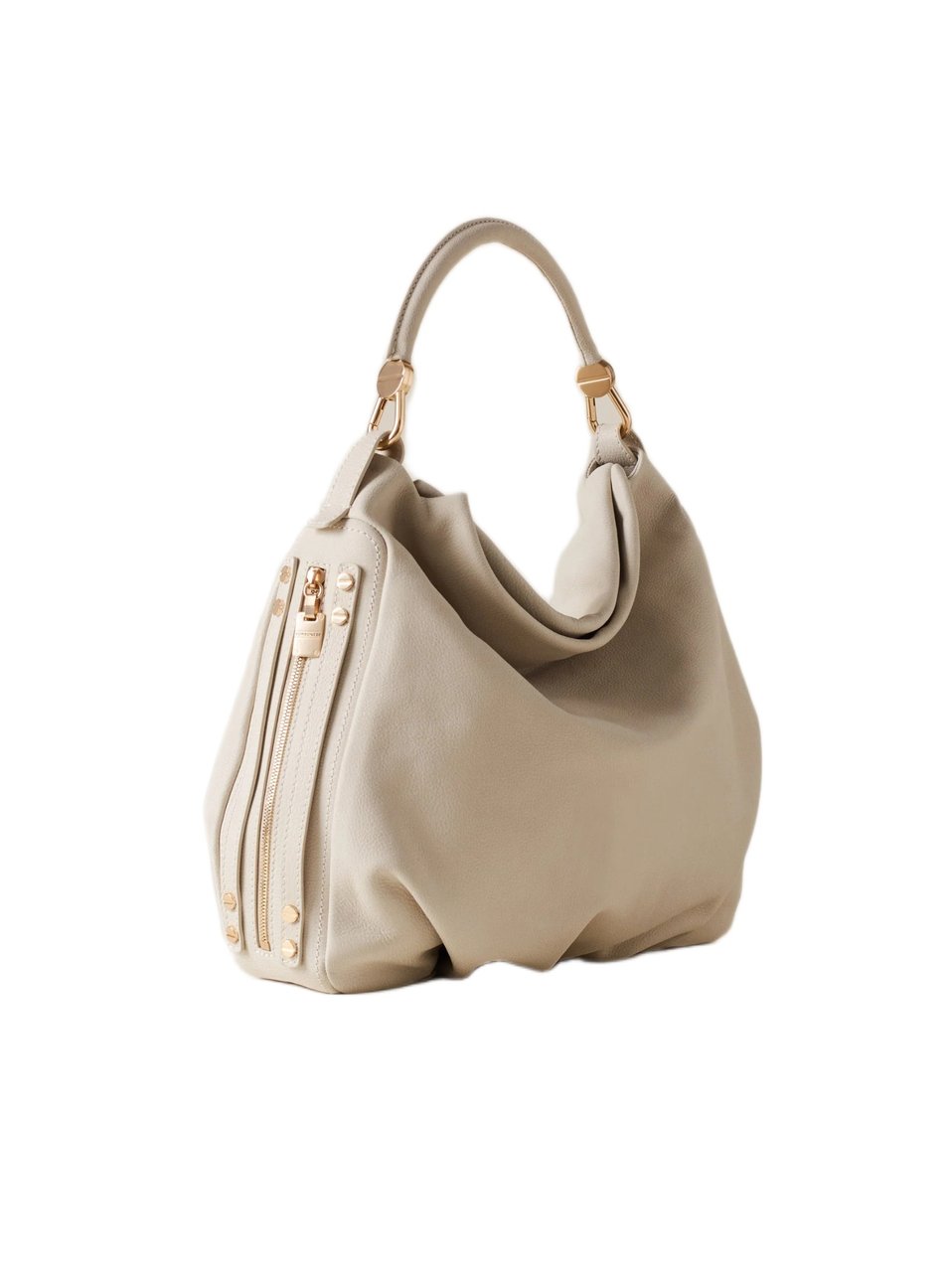 Borbonese Slouchy White Handbag With Gold-Tone Accents Roze