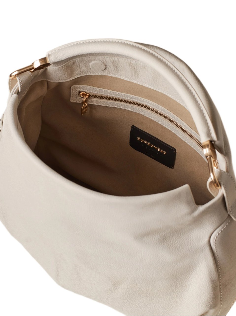Borbonese Slouchy White Handbag With Gold-Tone Accents Roze