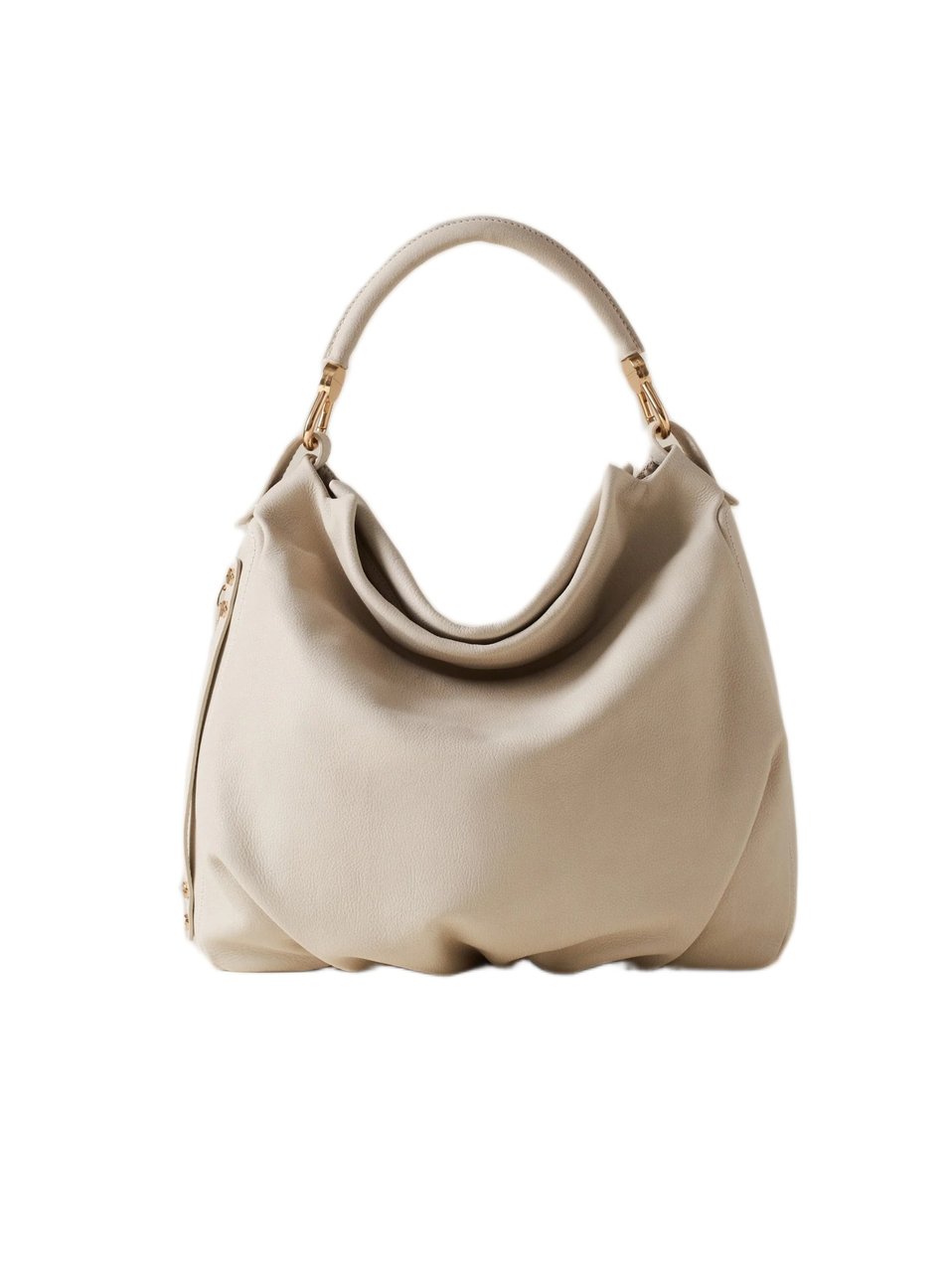 Borbonese Slouchy White Handbag With Gold-Tone Accents Roze