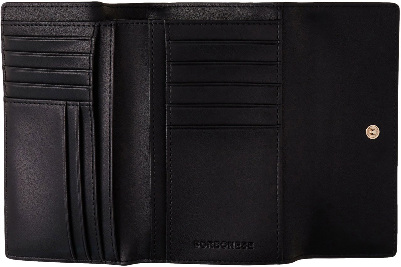 Borbonese MEDIUM WALLET WITH FLAP Zwart