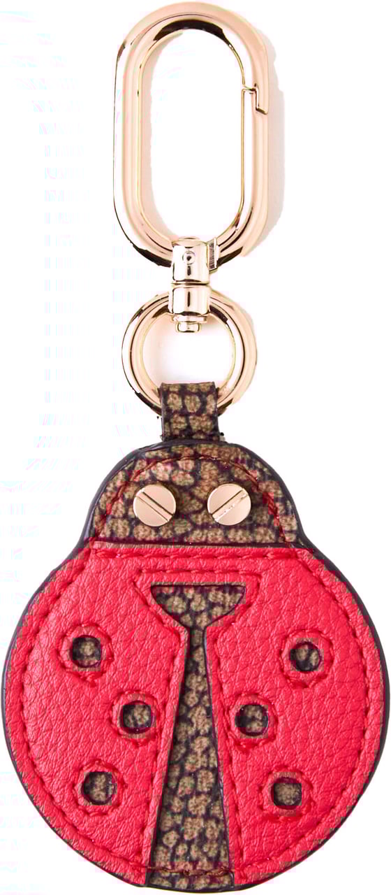 Borbonese OP coated canvas & leather key ring Bruin