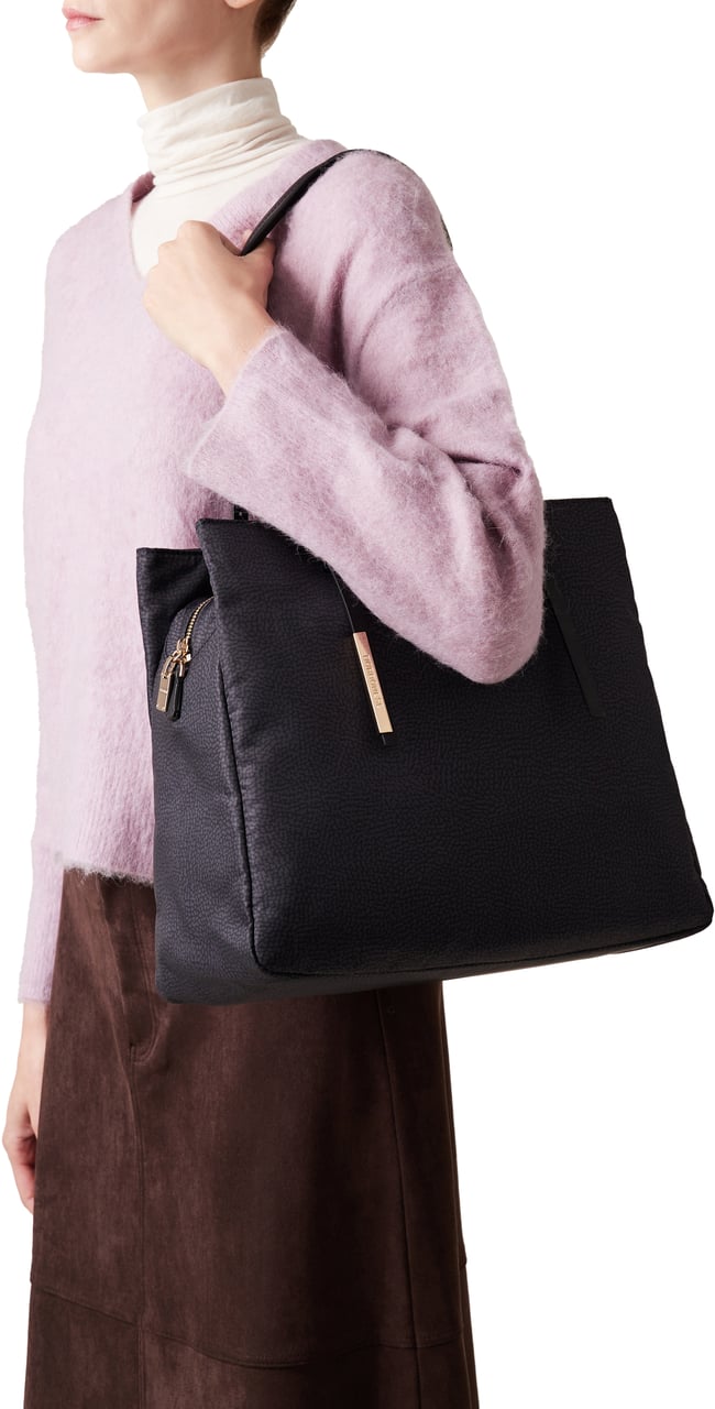 Borbonese L’ECOLE SHOPPING BAG Zwart