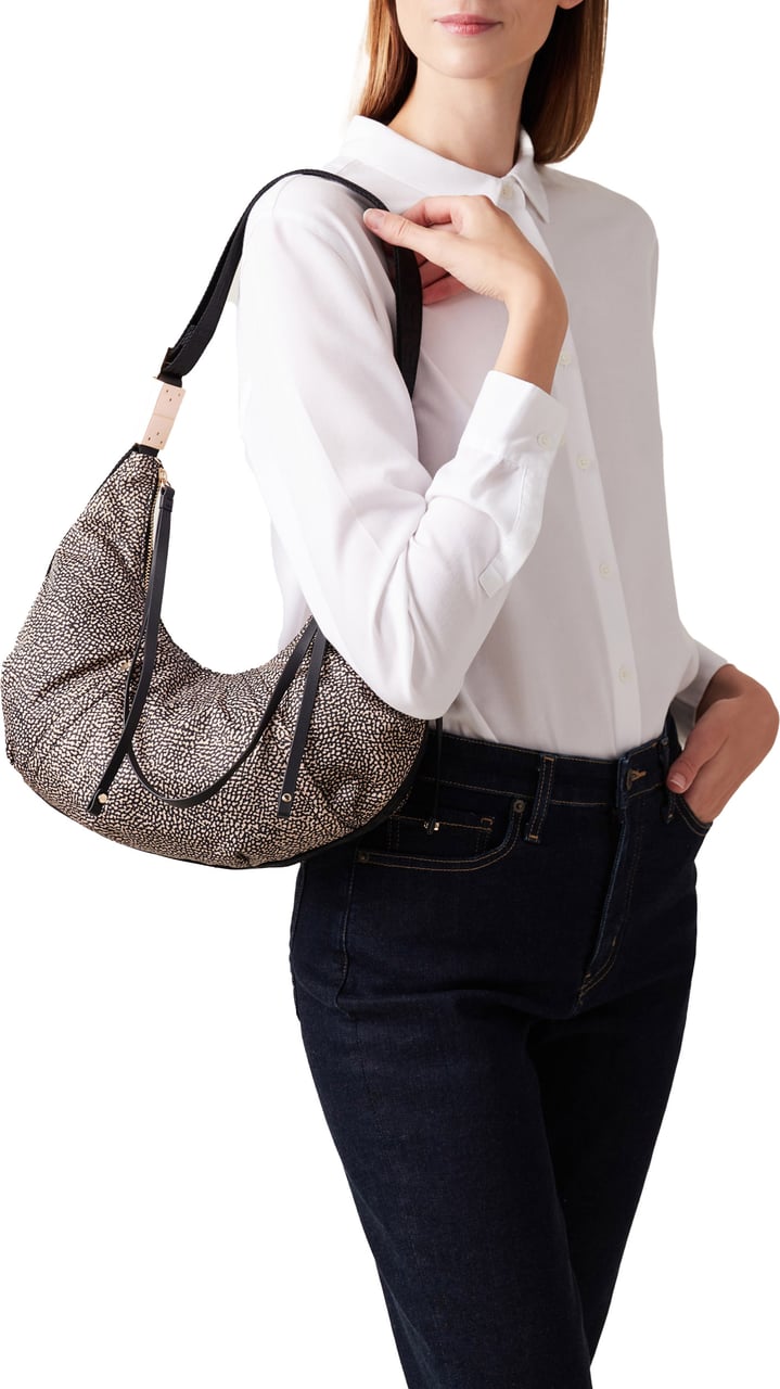 Borbonese FOLD SMALL HOBO BAG Bruin