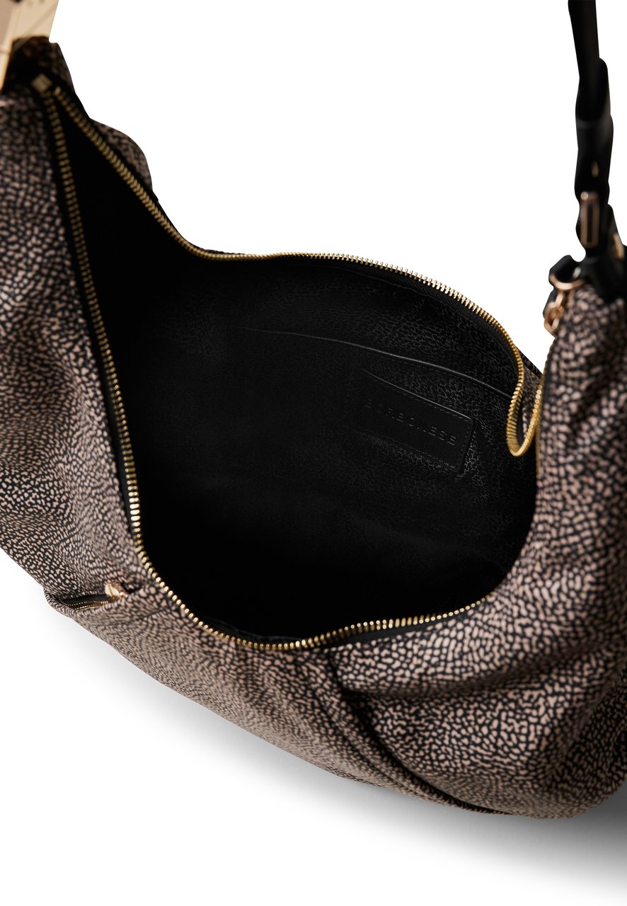 Borbonese FOLD MEDIUM HOBO BAG Bruin