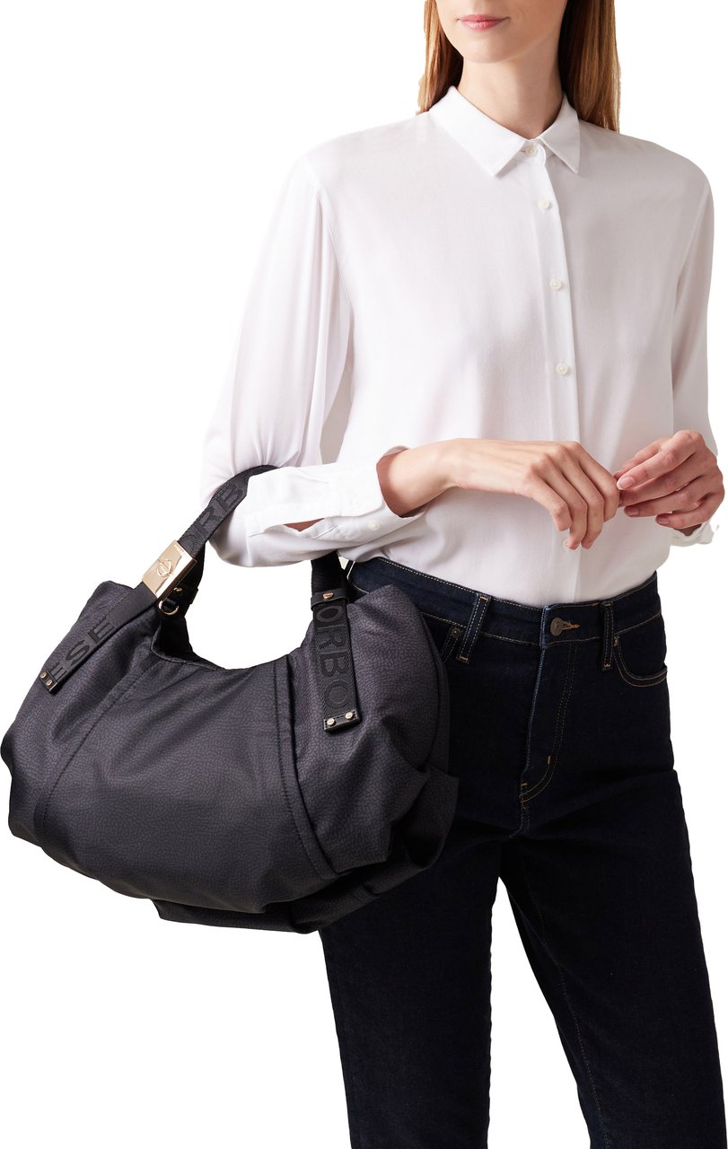 Borbonese FOLD MEDIUM DUFFLE BAG Zwart