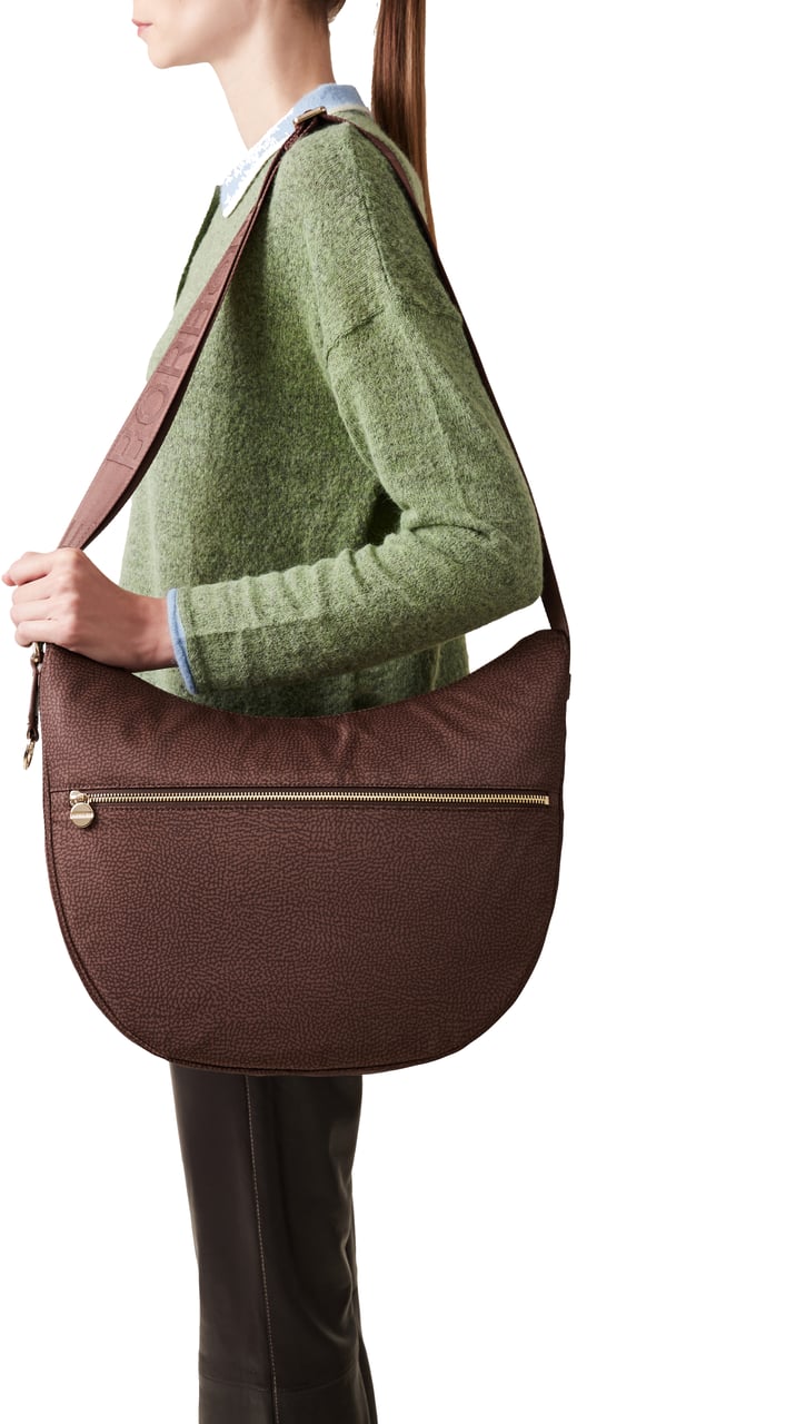 Borbonese ECO LINE LUNA MEDIUM BAG Maroon