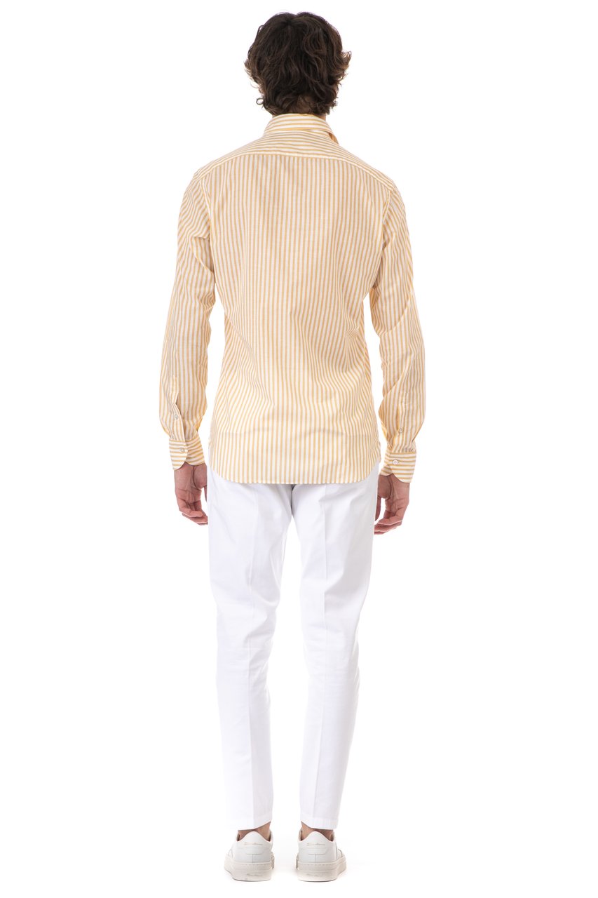Borriello Napoli Brushed Cotton Stripe Shirt Neutraal