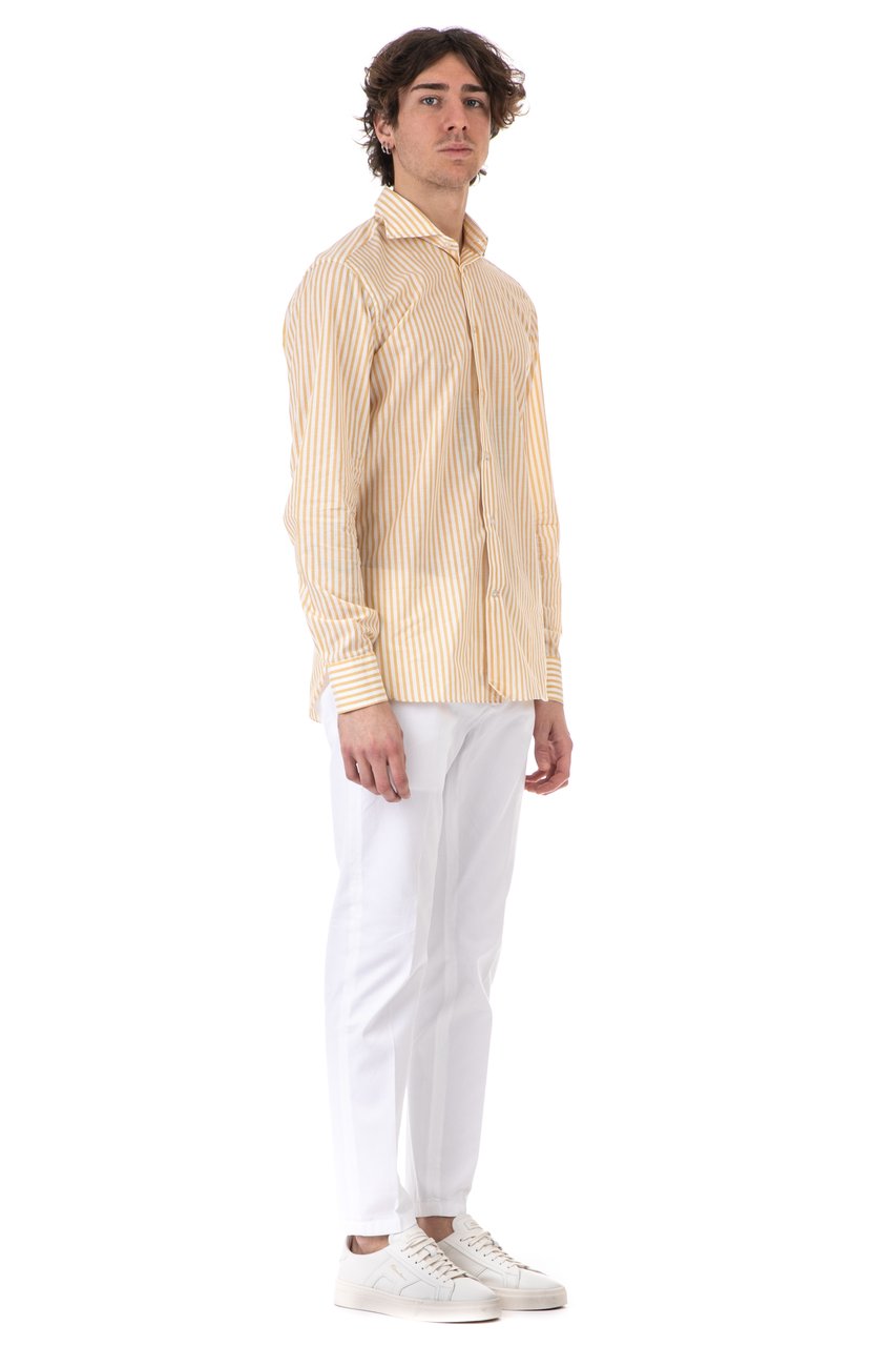 Borriello Napoli Brushed Cotton Stripe Shirt Neutraal