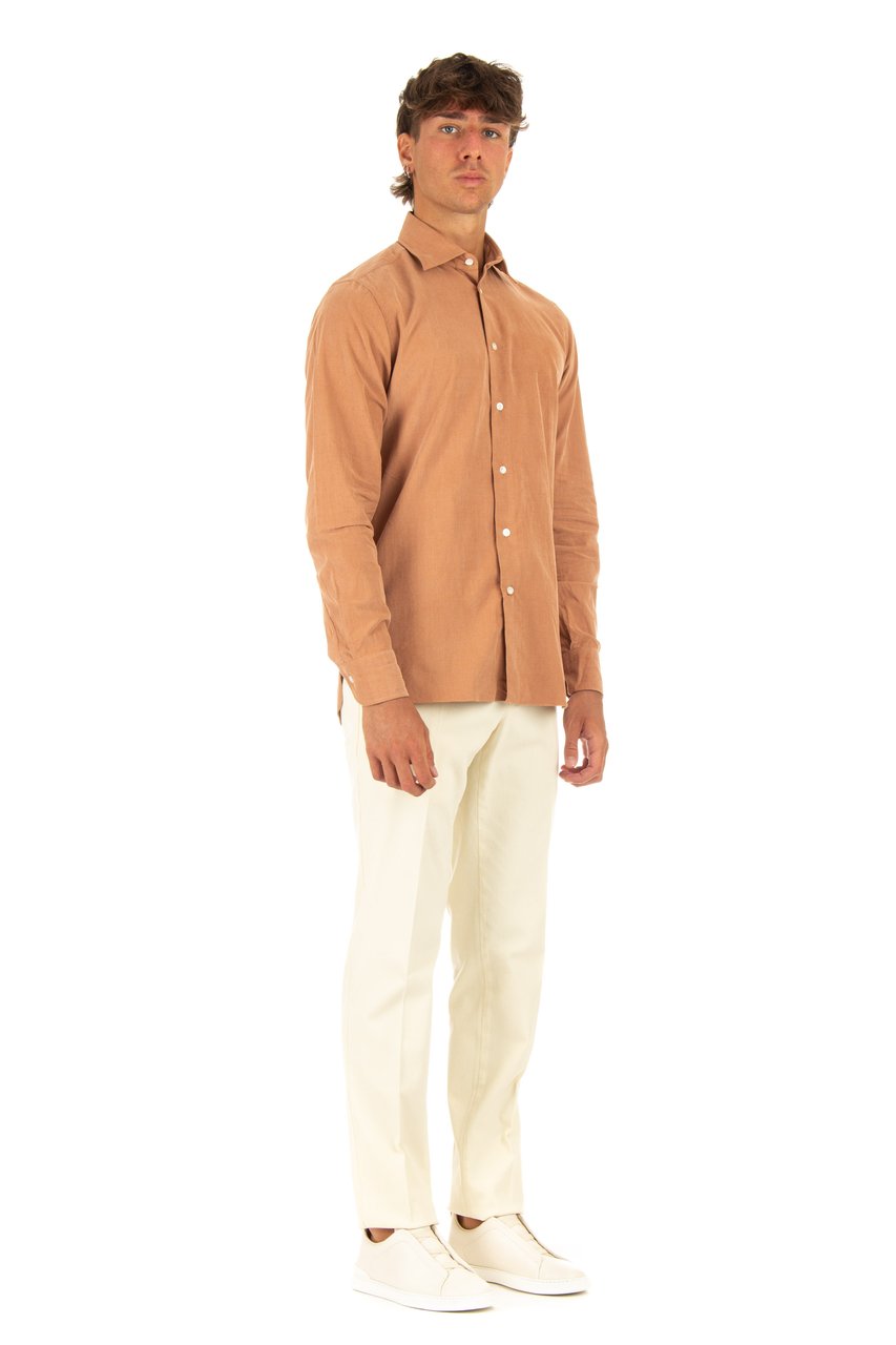 Borriello Napoli 2000-Rib Corduroy Tailored Shirt Neutraal