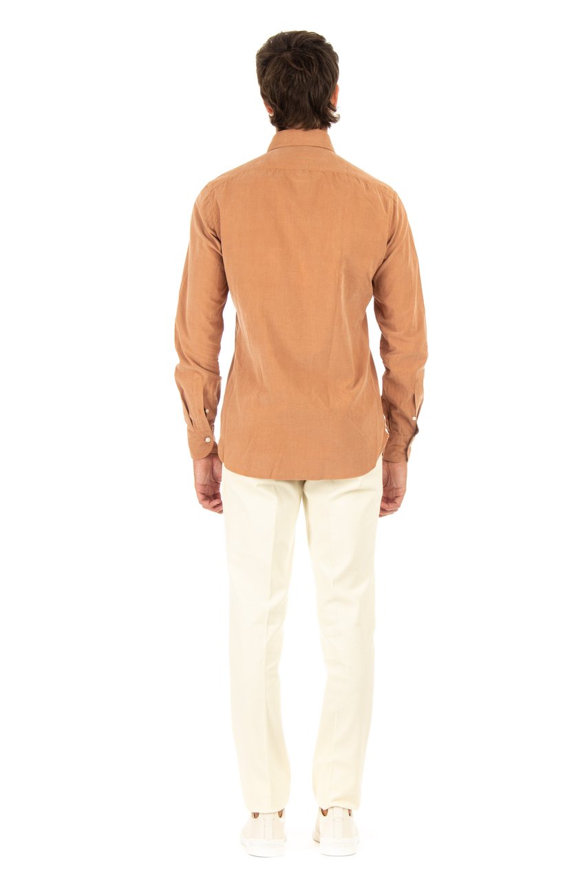 Borriello Napoli 2000-Rib Corduroy Tailored Shirt Neutraal