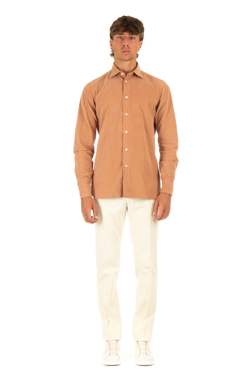 Borriello Napoli 2000-Rib Corduroy Tailored Shirt Neutraal