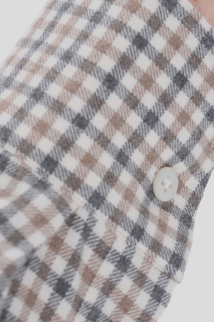 Borriello Napoli Flannel Vichy Tailored Shirt Grijs