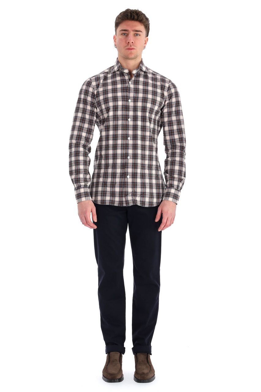 Borriello Napoli Flannel Check Tailored Shirt Grijs
