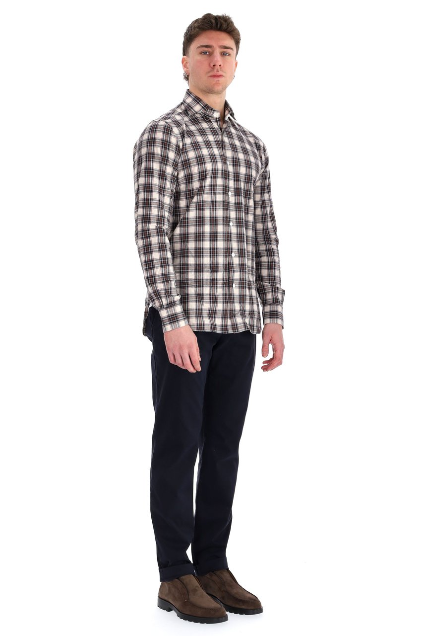 Borriello Napoli Flannel Check Tailored Shirt Grijs