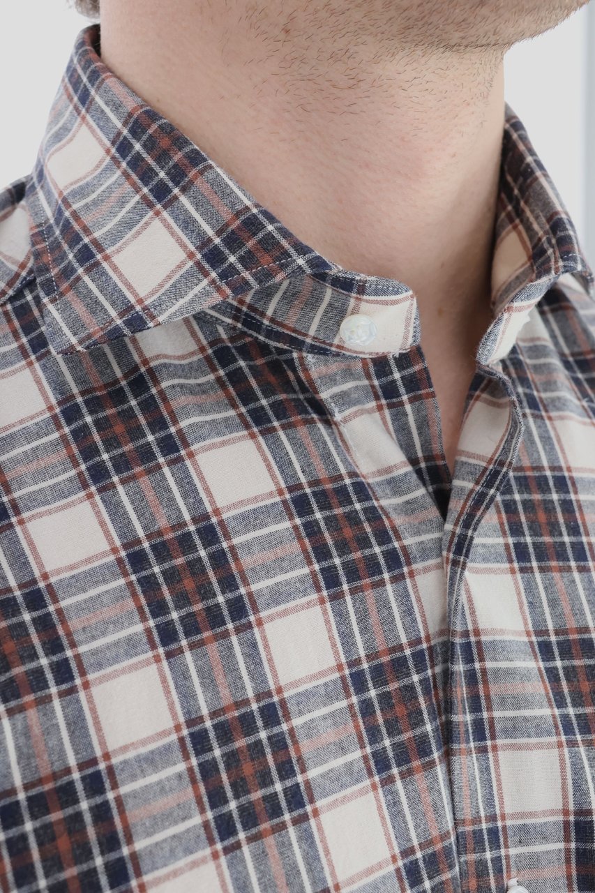 Borriello Napoli Flannel Check Tailored Shirt Grijs