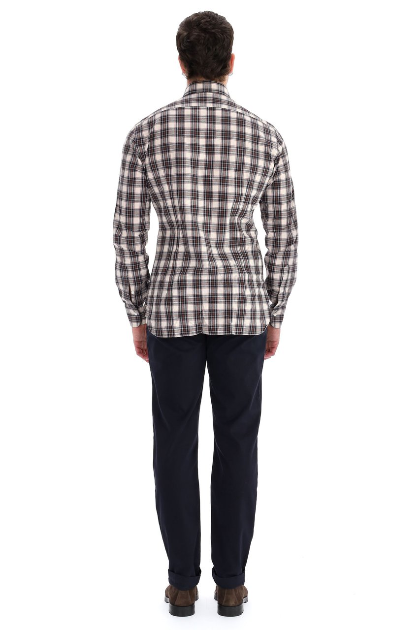 Borriello Napoli Flannel Check Tailored Shirt Grijs