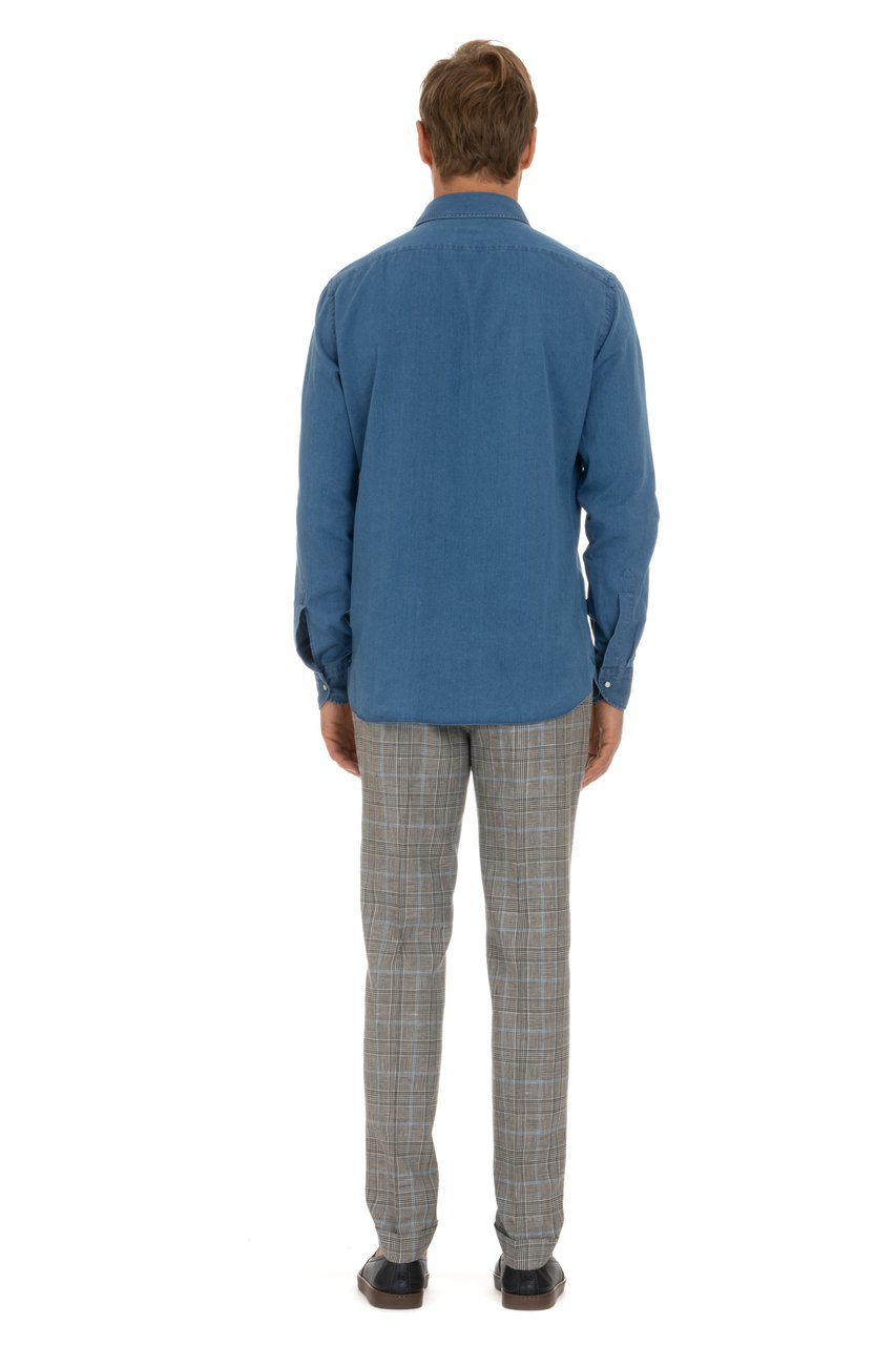 Borriello Napoli Denim Shirt with Press-Stud Buttons Blauw