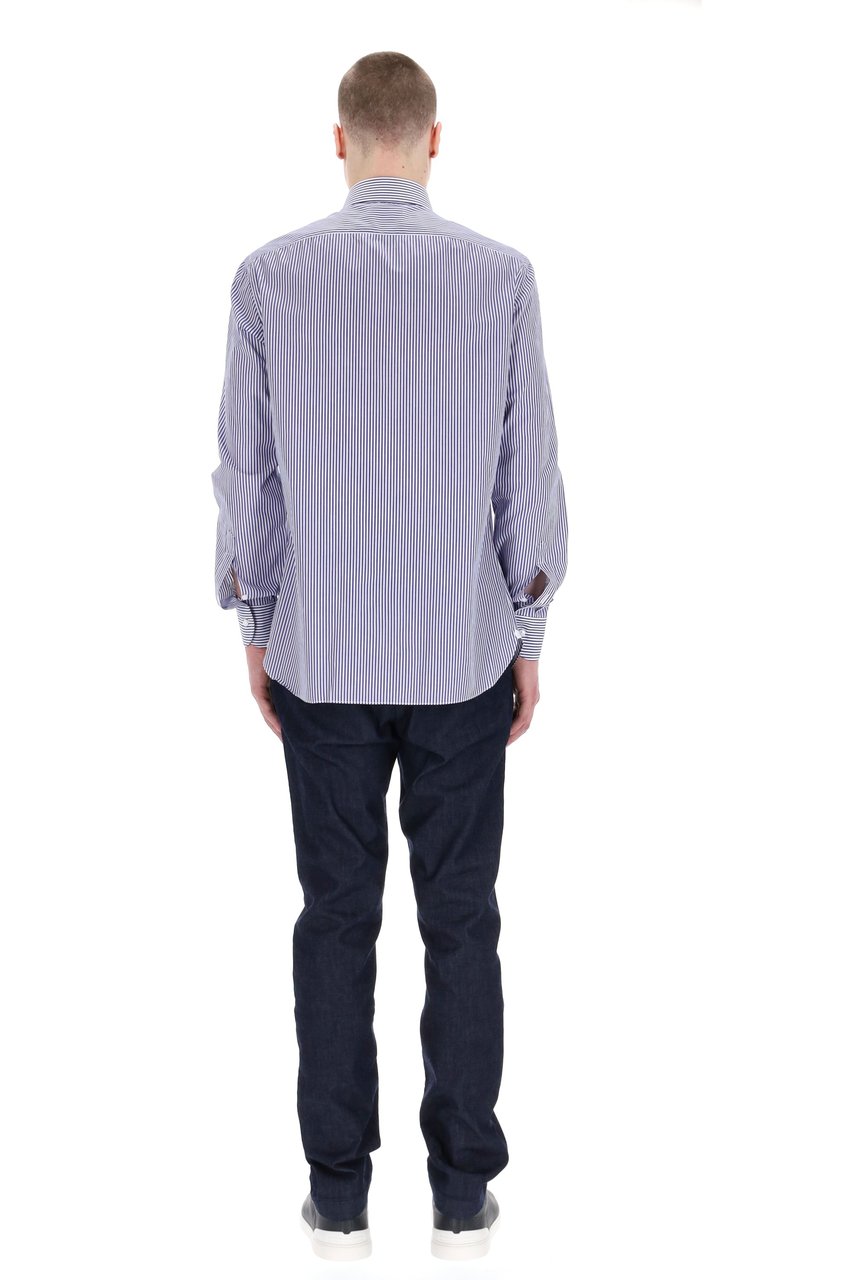 Borriello Napoli Cotton Tailored Stripe Shirt Grijs