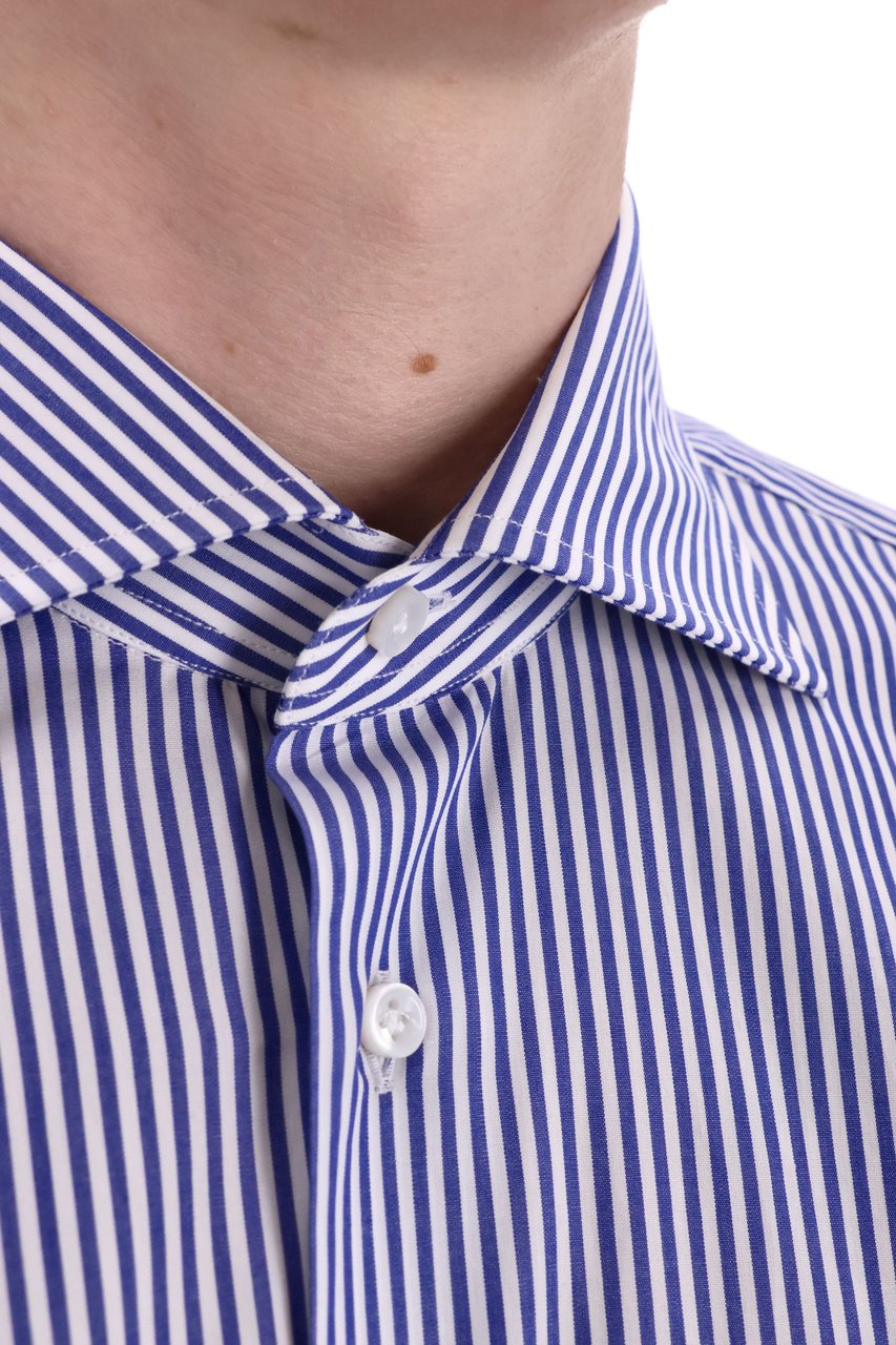 Borriello Napoli Cotton Tailored Stripe Shirt Grijs