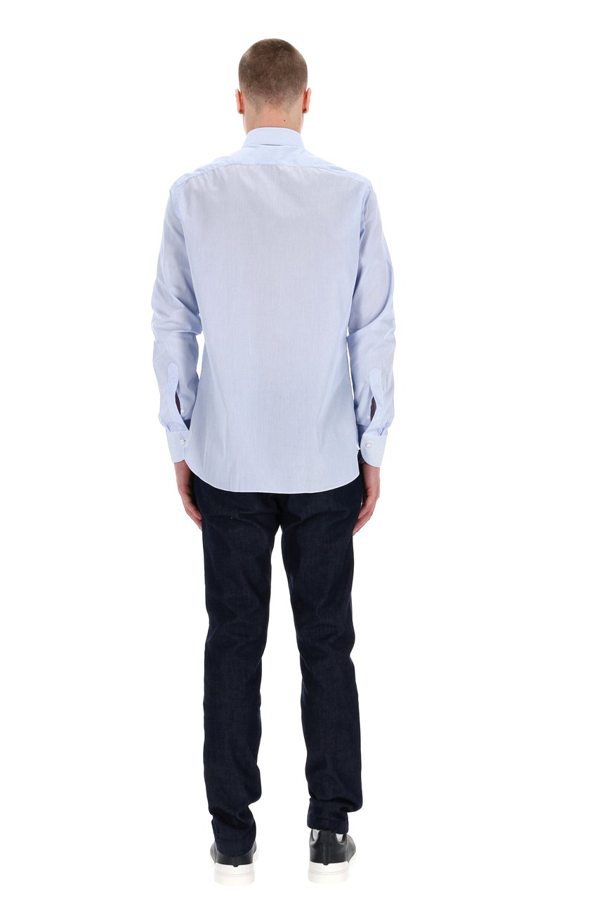 Borriello Napoli Micro Check Cotton Tailored Shirt Wit