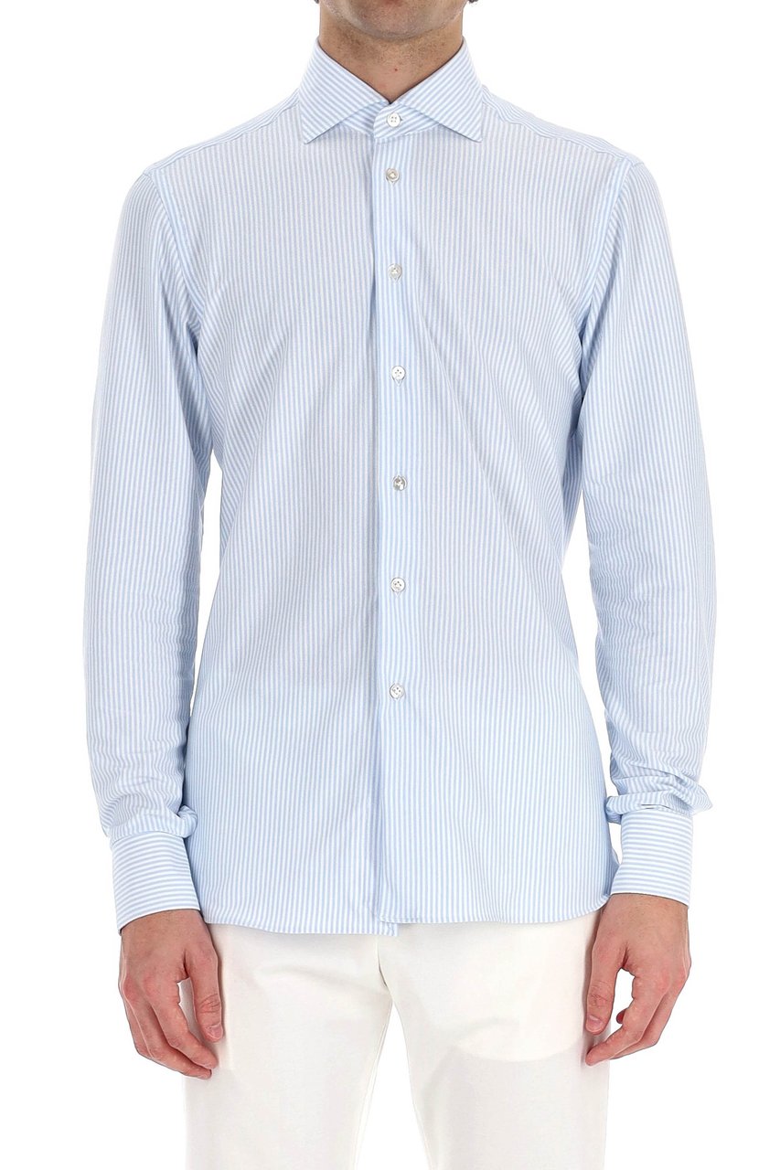 Borriello Napoli Stretch Stripe Tailored Shirt Wit