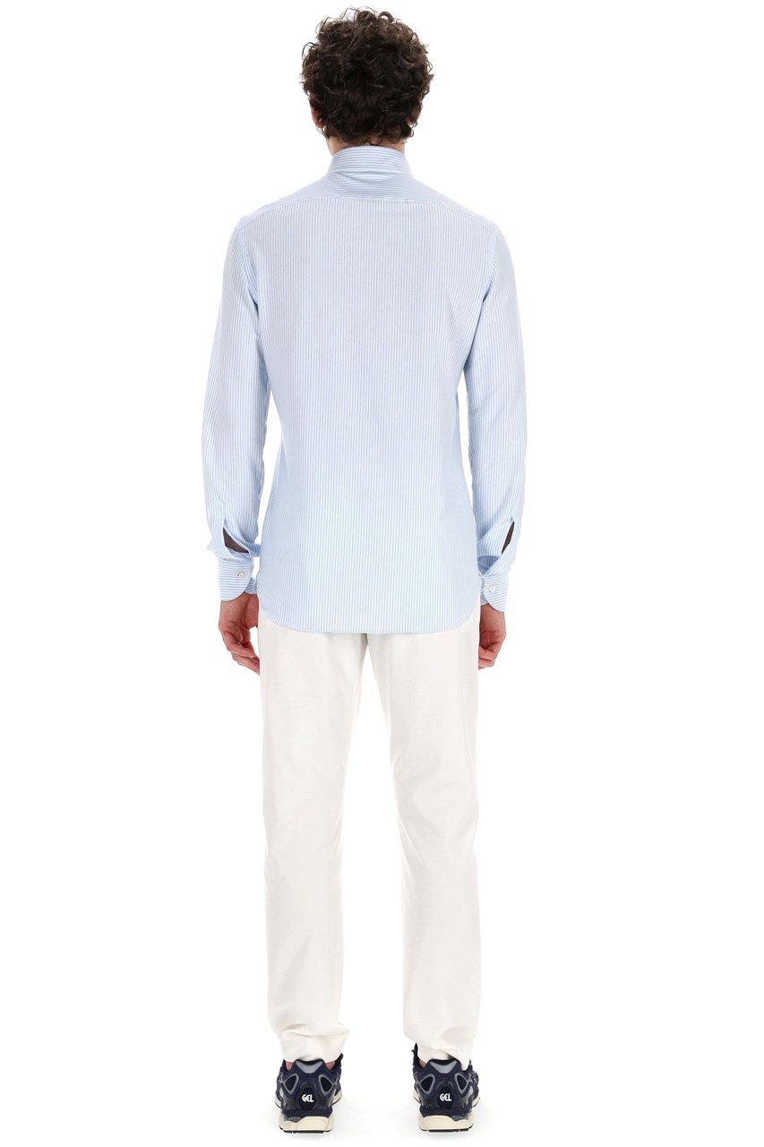 Borriello Napoli Stretch Stripe Tailored Shirt Wit
