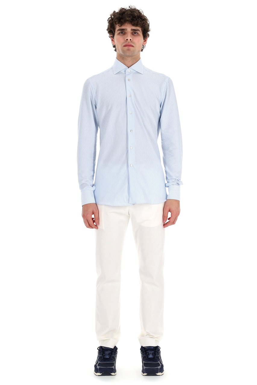 Borriello Napoli Stretch Stripe Tailored Shirt Wit
