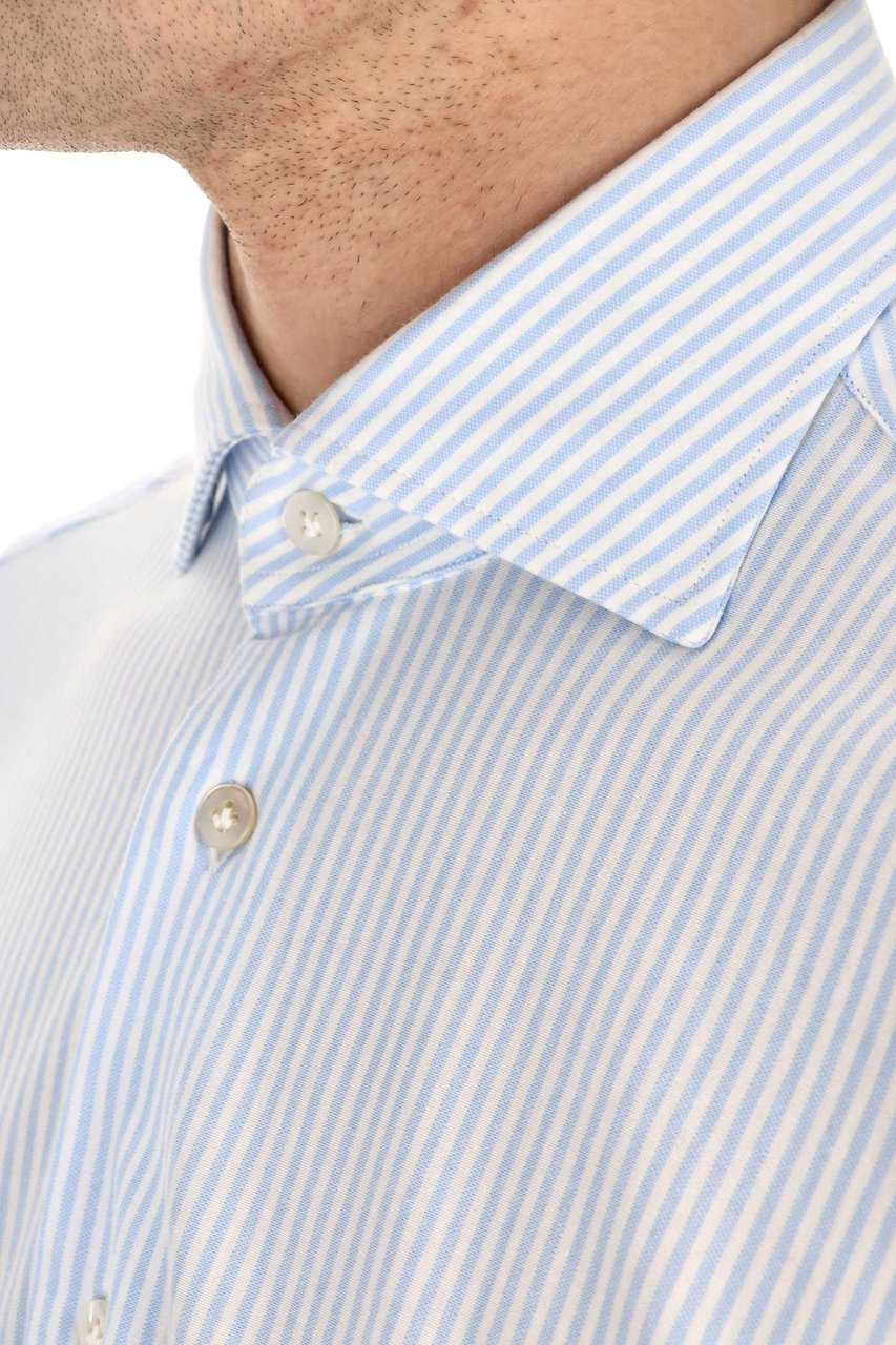 Borriello Napoli Stretch Stripe Tailored Shirt Wit