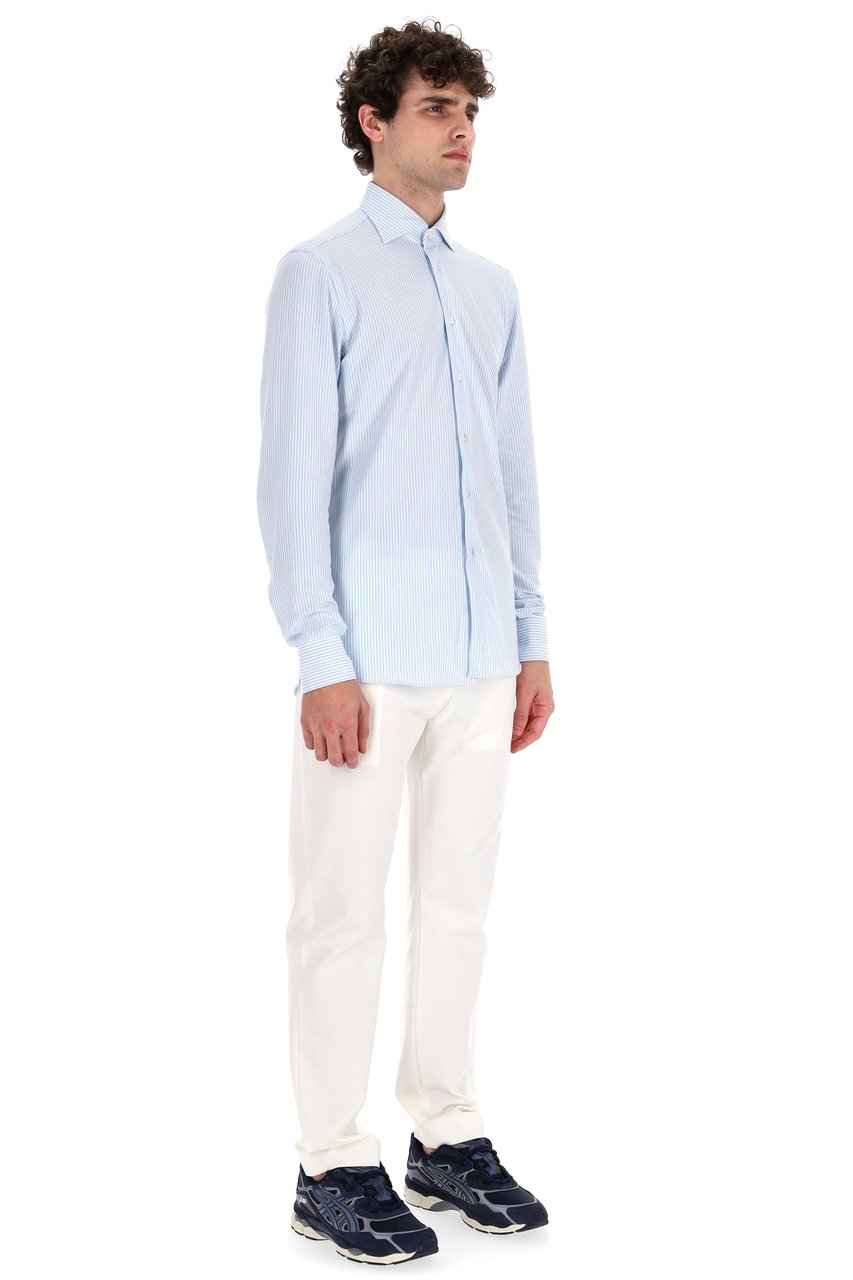 Borriello Napoli Stretch Stripe Tailored Shirt Wit