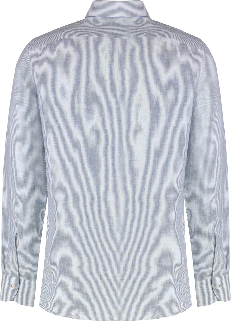 Borriello Napoli Striped linen shirt Lichtblauw
