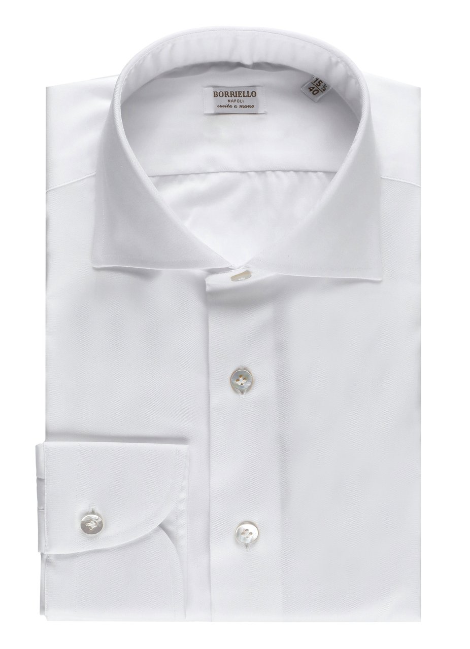 Borriello Napoli White Classic Collar Cotton Shirt Wit