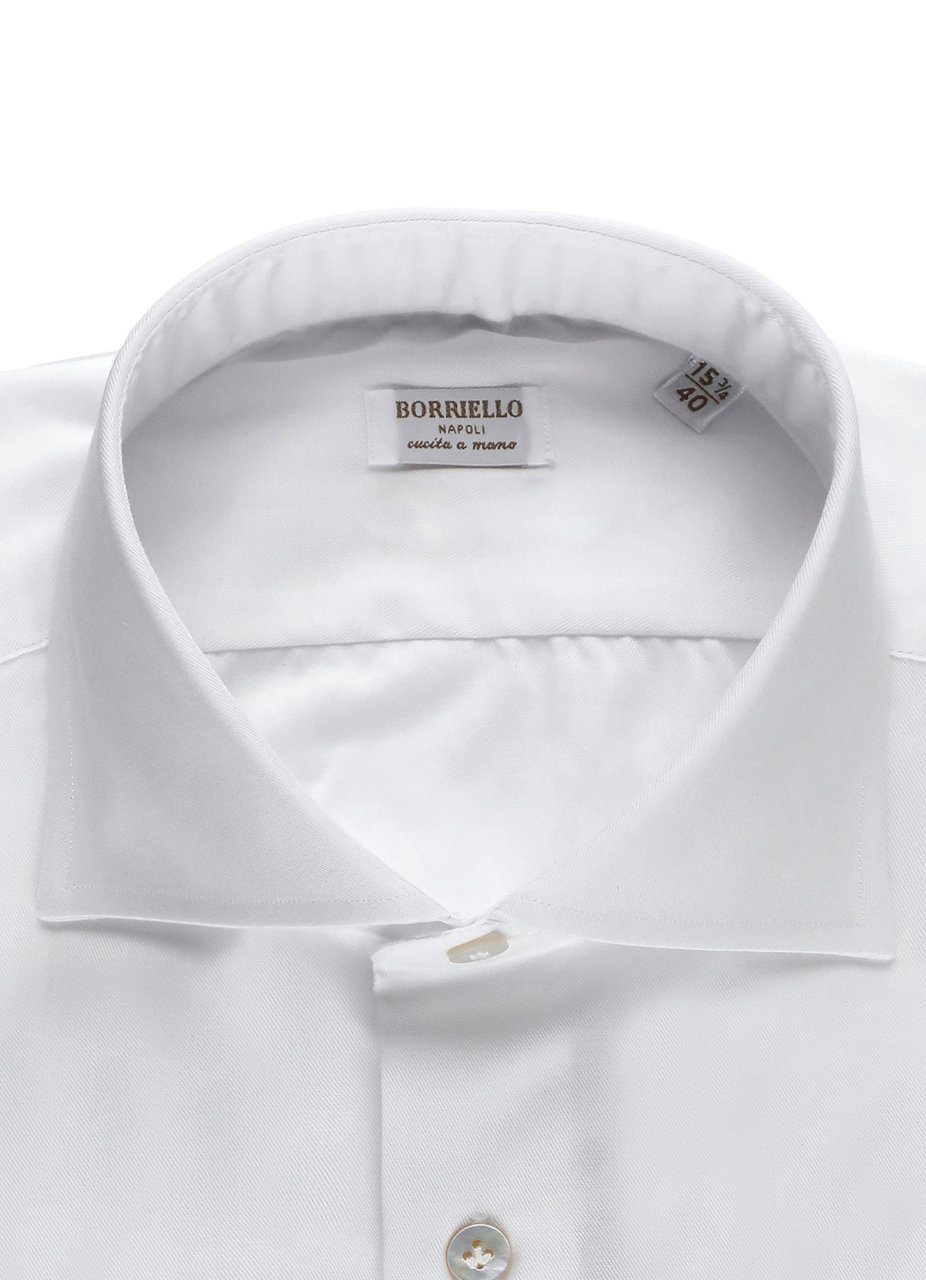 Borriello Napoli White Classic Collar Cotton Shirt Wit