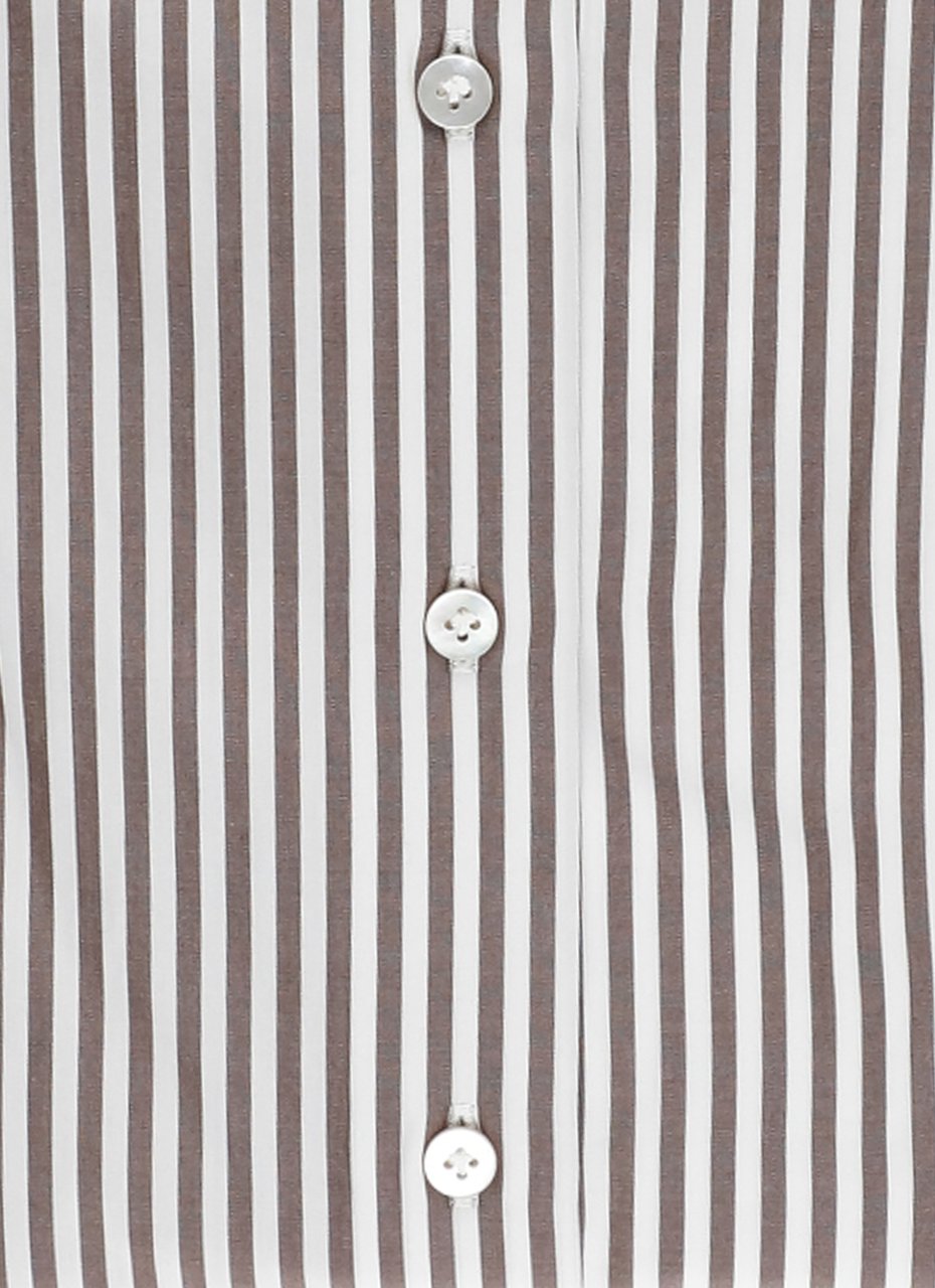 Borriello Napoli Brown Striped Cotton Casual Shirt Grijs