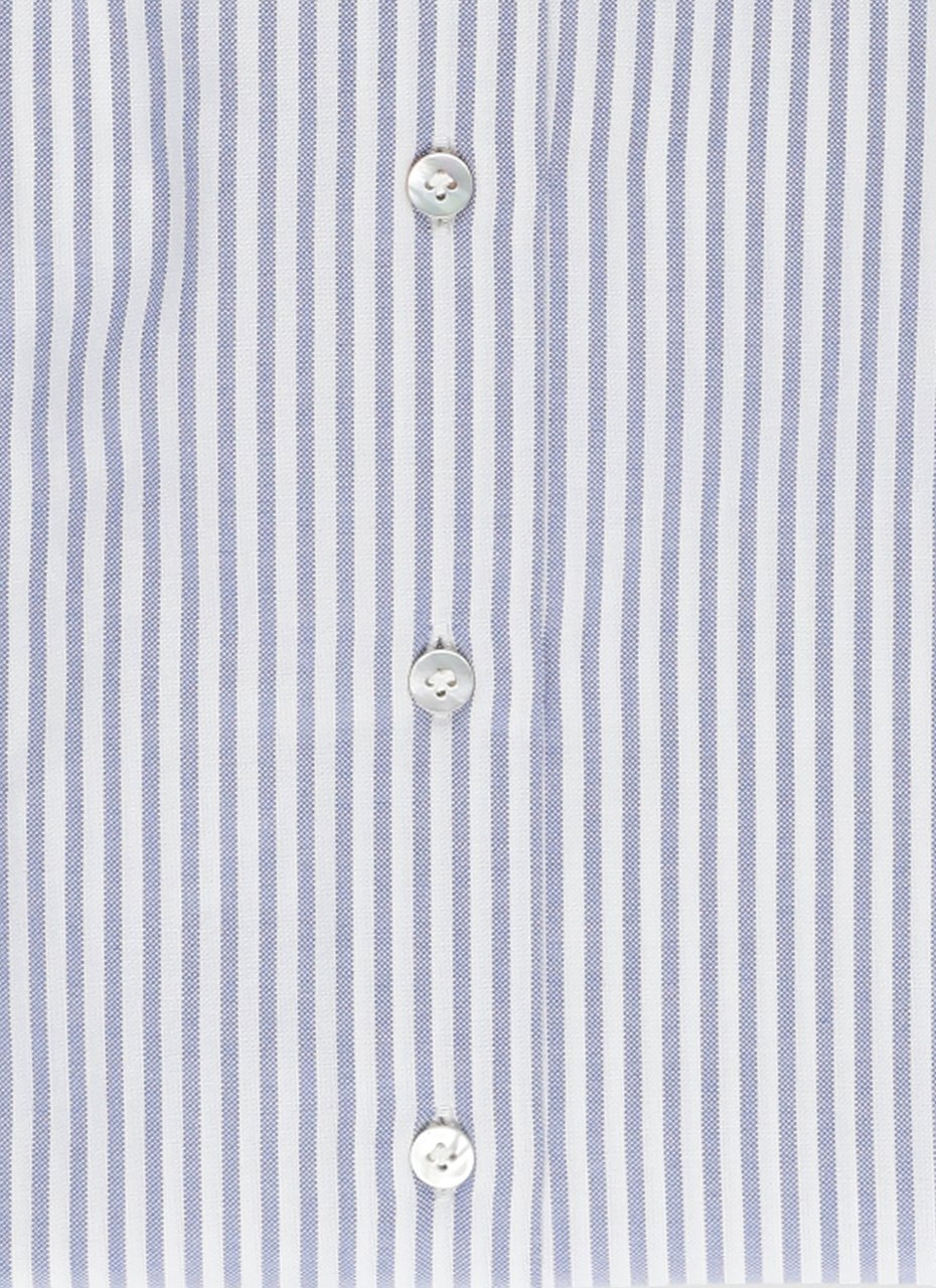 Borriello Napoli Blue Striped Cotton Casual Shirt Wit