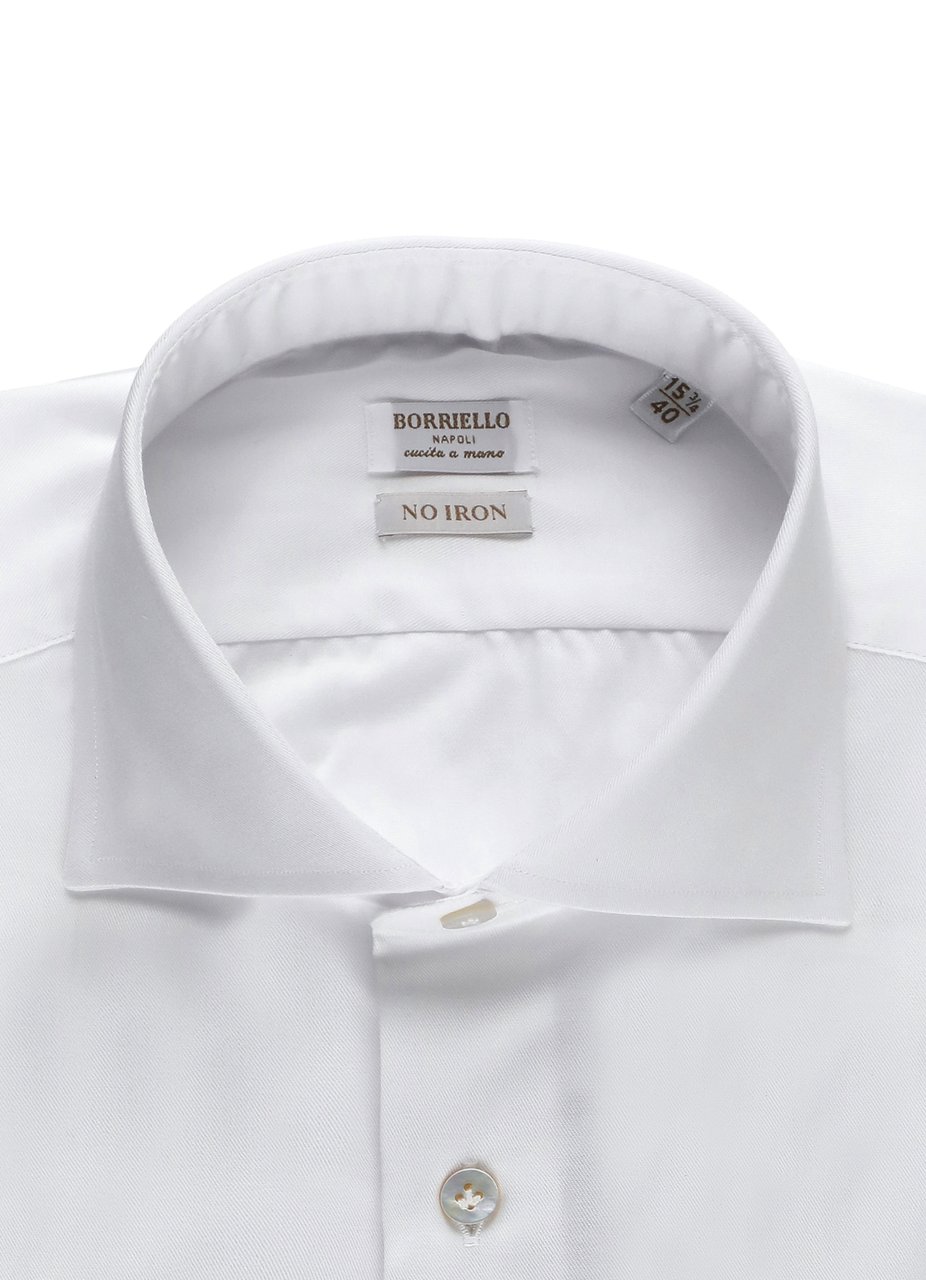 Borriello Napoli White Classic Collar Cotton Shirt Wit