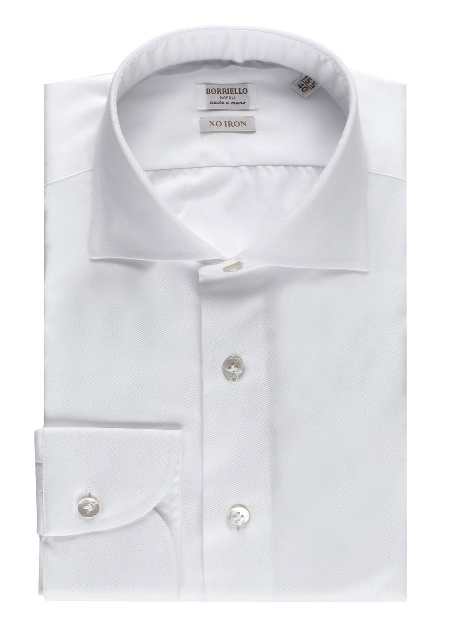 Borriello Napoli White Classic Collar Cotton Shirt Wit