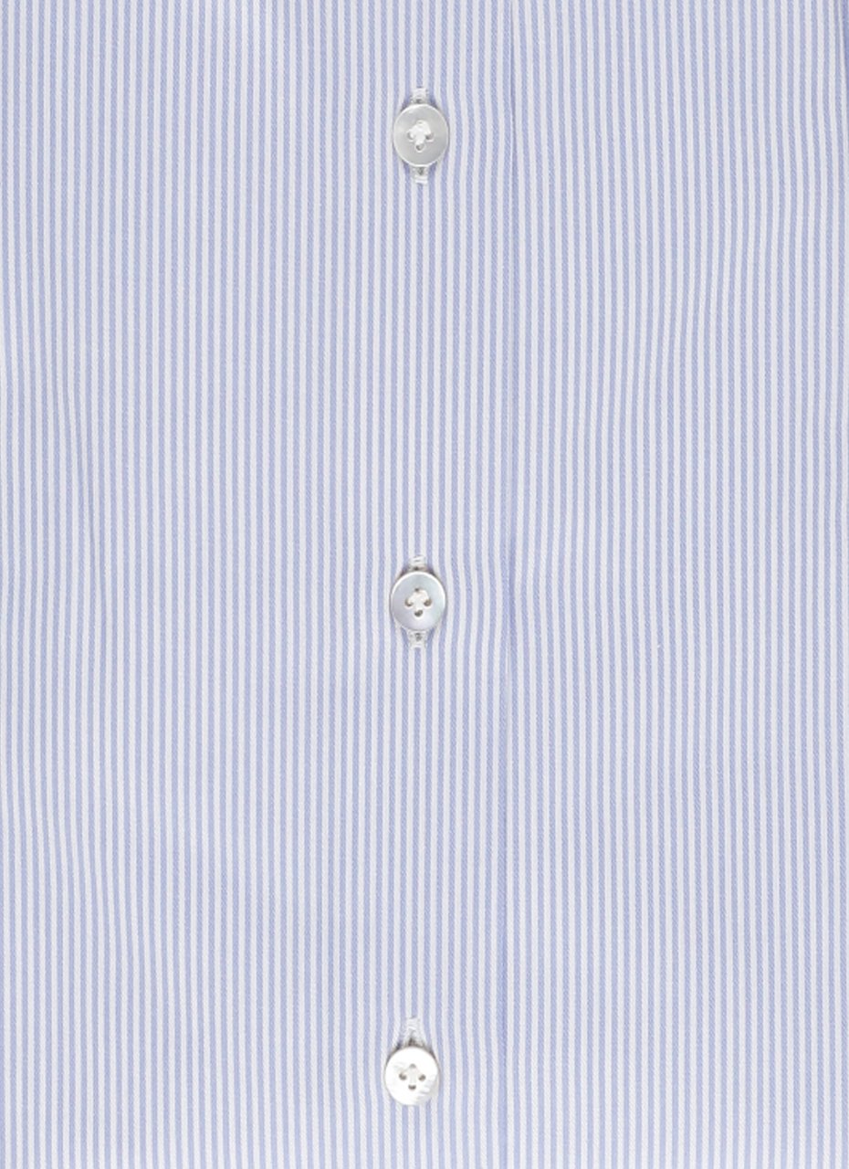 Borriello Napoli Blue Striped Cotton Casual Shirt Wit