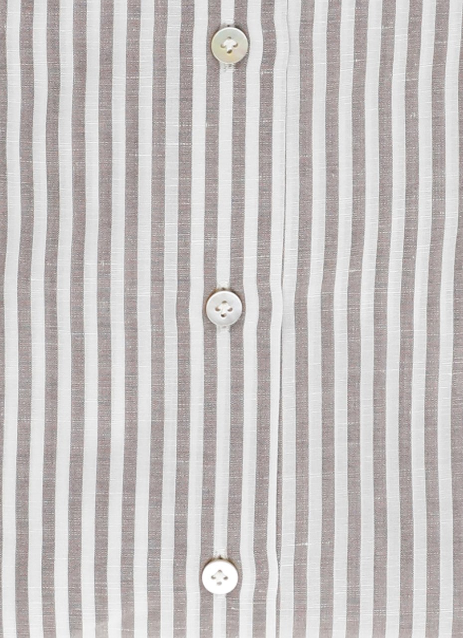Borriello Napoli Brown Striped Cotton Casual Shirt Grijs