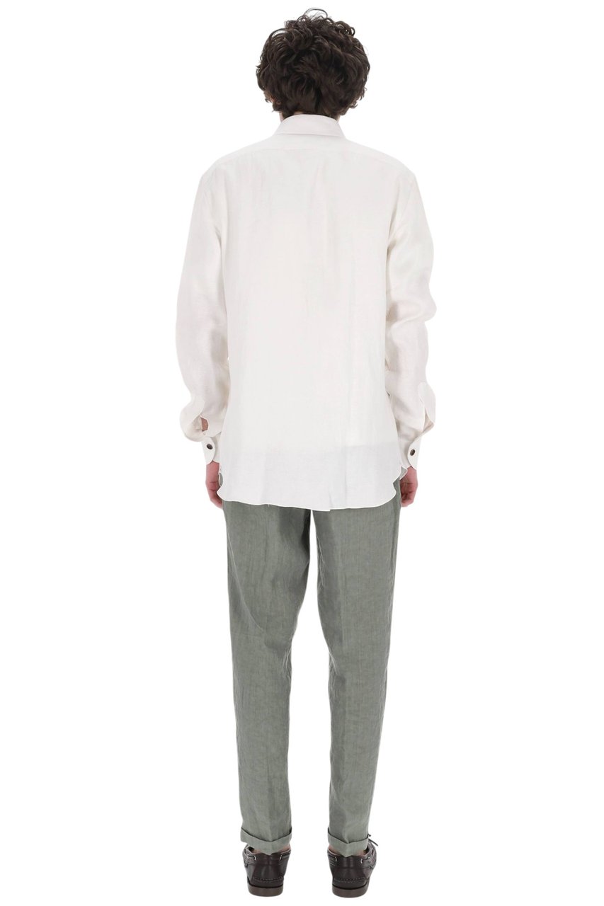 Borriello Napoli White Nigel Pure Linen Overshirt Jacket Wit